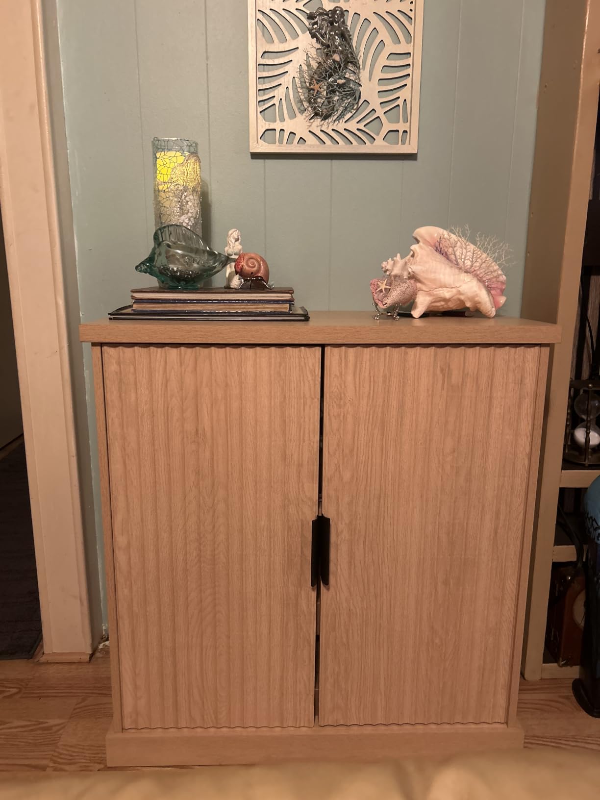 VASAGLE MAXE Collection - Buffet Cabinet, Fluted Console Cabinet, Sideboard with Adjustable Shelves, Mid Century Modern Buffet Table, 15.8 x 58.3 x 31.5 Inches, Oak Beige customer photo 2