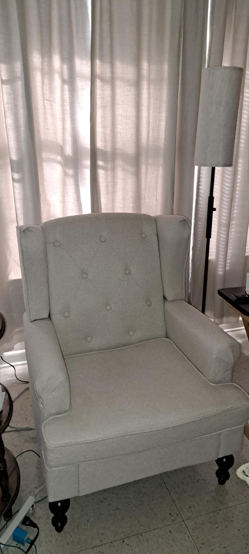 Accent Chair Set of 2, Mid Century Modern Fabric Wingback Chair, Upholstered Armchair with High Back and Vintage Legs, Comfy Single Sofa Side Reading Chair for Living Room Bedroom, Khaki customer photo 1