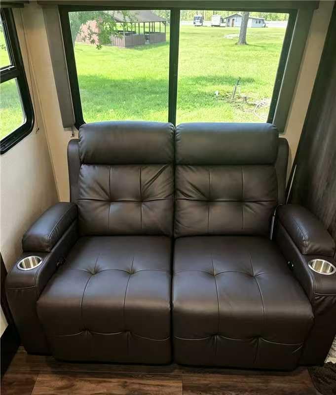 RV Loveseat Recliner Sofa, Wall Hugger Reclining RV Couch with USB | RV Reclining Loveseat with Massage, Pocket, Cup Holder, 150 Degree Recline for RV Furniture, Travel Trailers & Home Theater Seating customer photo 2