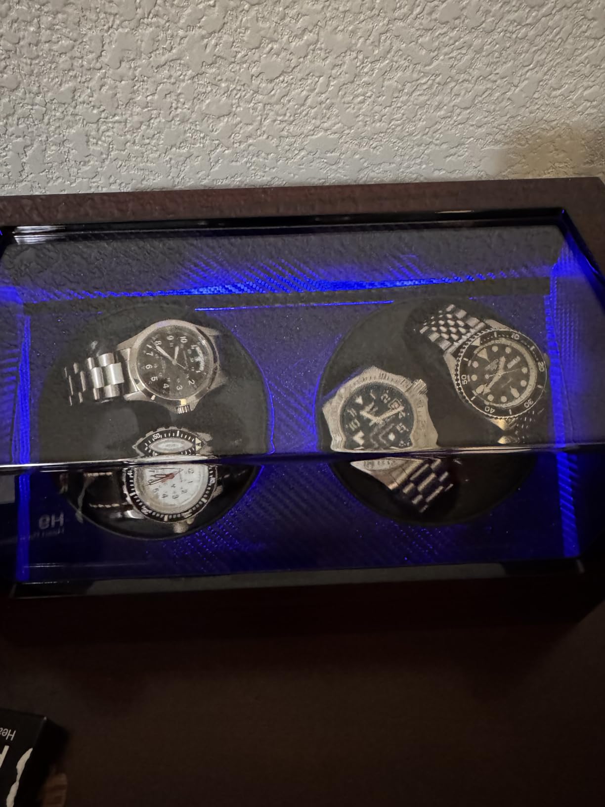 ANWBROAD Watch Winders For Automatic Watches, Watch Turner For Automatic | Automatic Watch Winder Box With Led Light, 4 Watch Winder, 4 Watch Rotator And Super Quiet Motor And 4 Rotation Mode, UJWW011Y customer photo 2