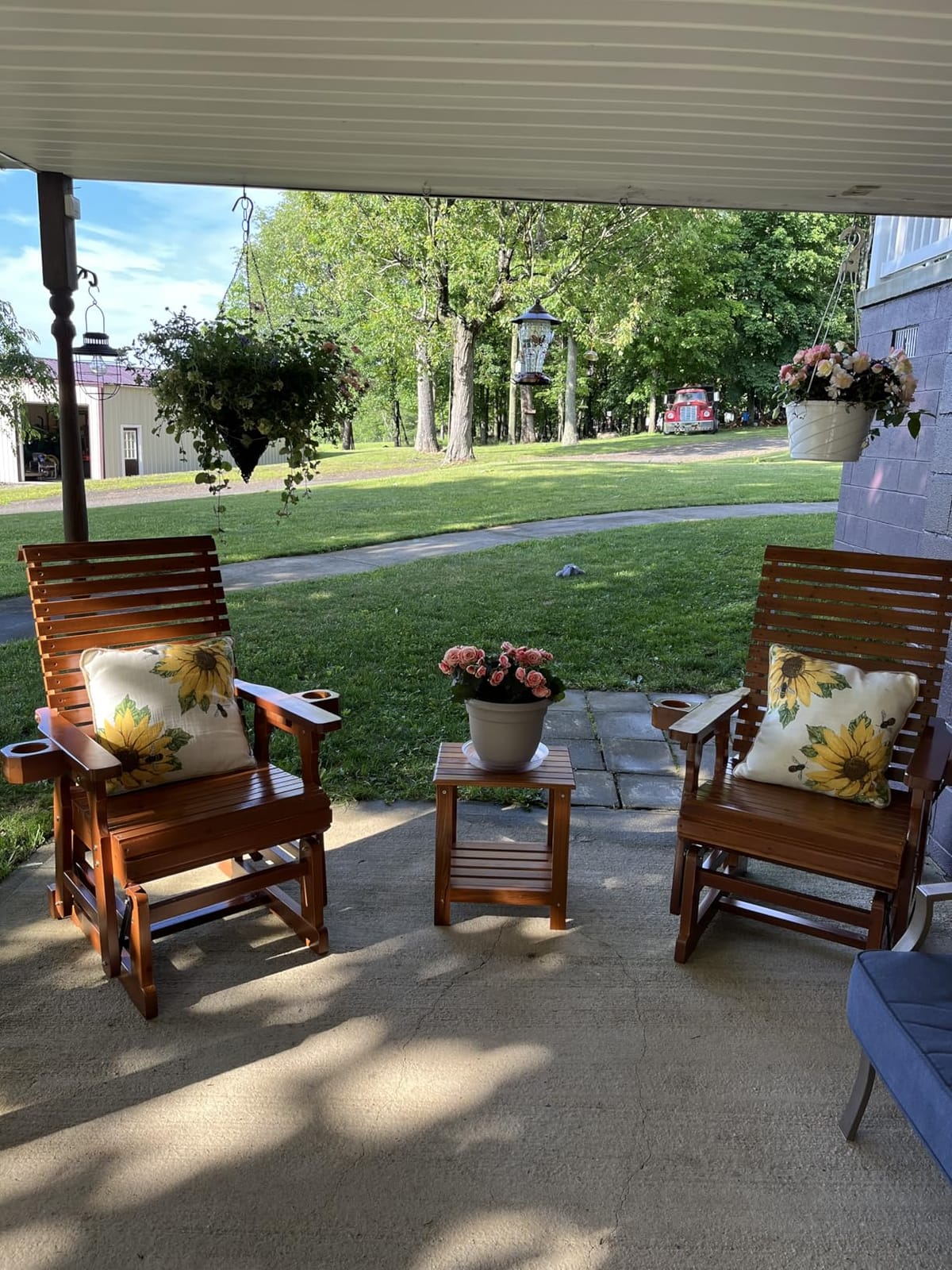 Fortune Candy Patio Glider with Cup Holders, High Roll Back and Deep Contoured Seat, Heavy Duty 800 Lb (Brown, 2-Seater) customer photo 1