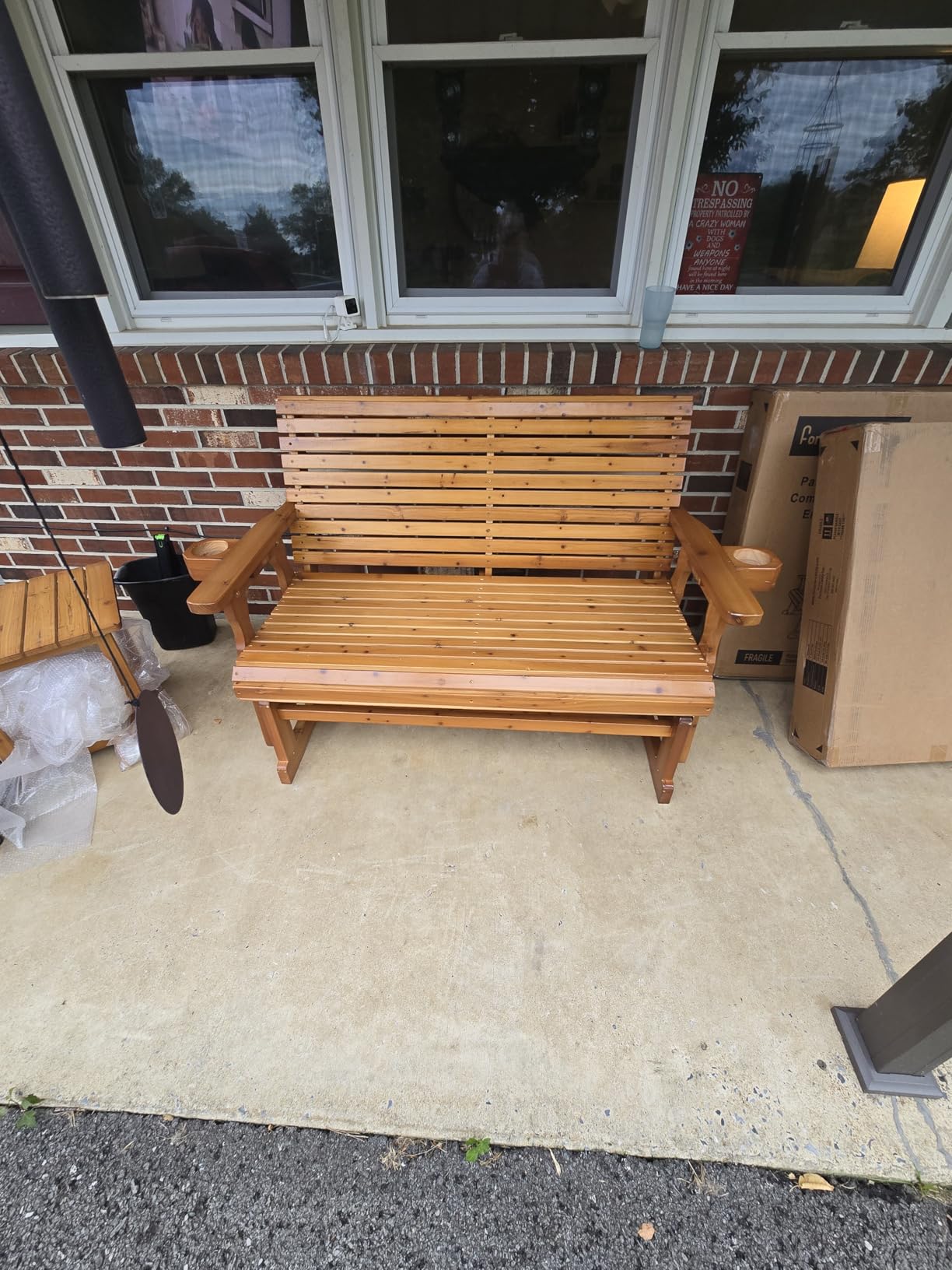 Fortune Candy Patio Glider with Cup Holders, High Roll Back and Deep Contoured Seat, Heavy Duty 800 Lb (Brown, 2-Seater) customer photo 2