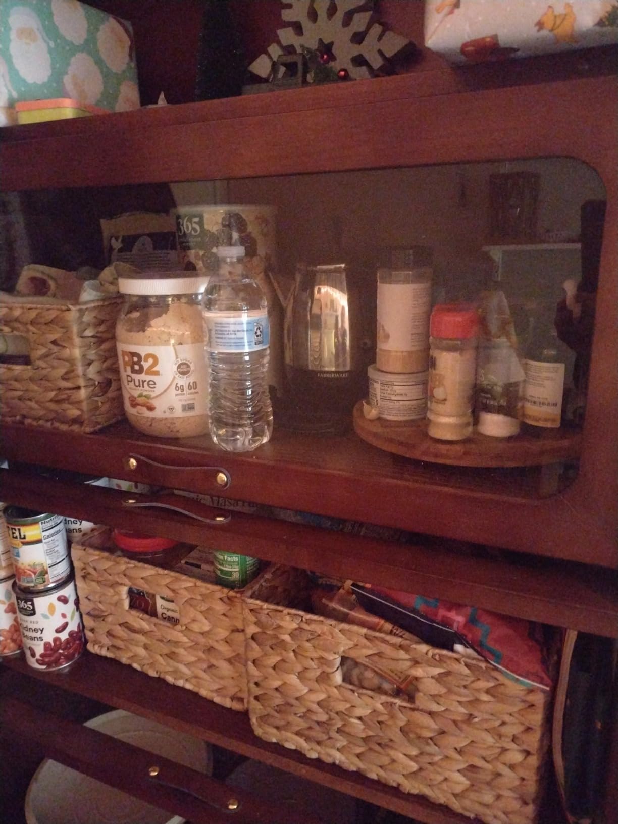 Solid Wood Book Case 5 Tier Bookcase with Tempered Clear Glass Flip-Up Doors Bookshelves Brown natural wood Bookshelf Versatile Pantry Cabinet with Storage Home Office (log color D14xW32xH72 inch) customer photo 1