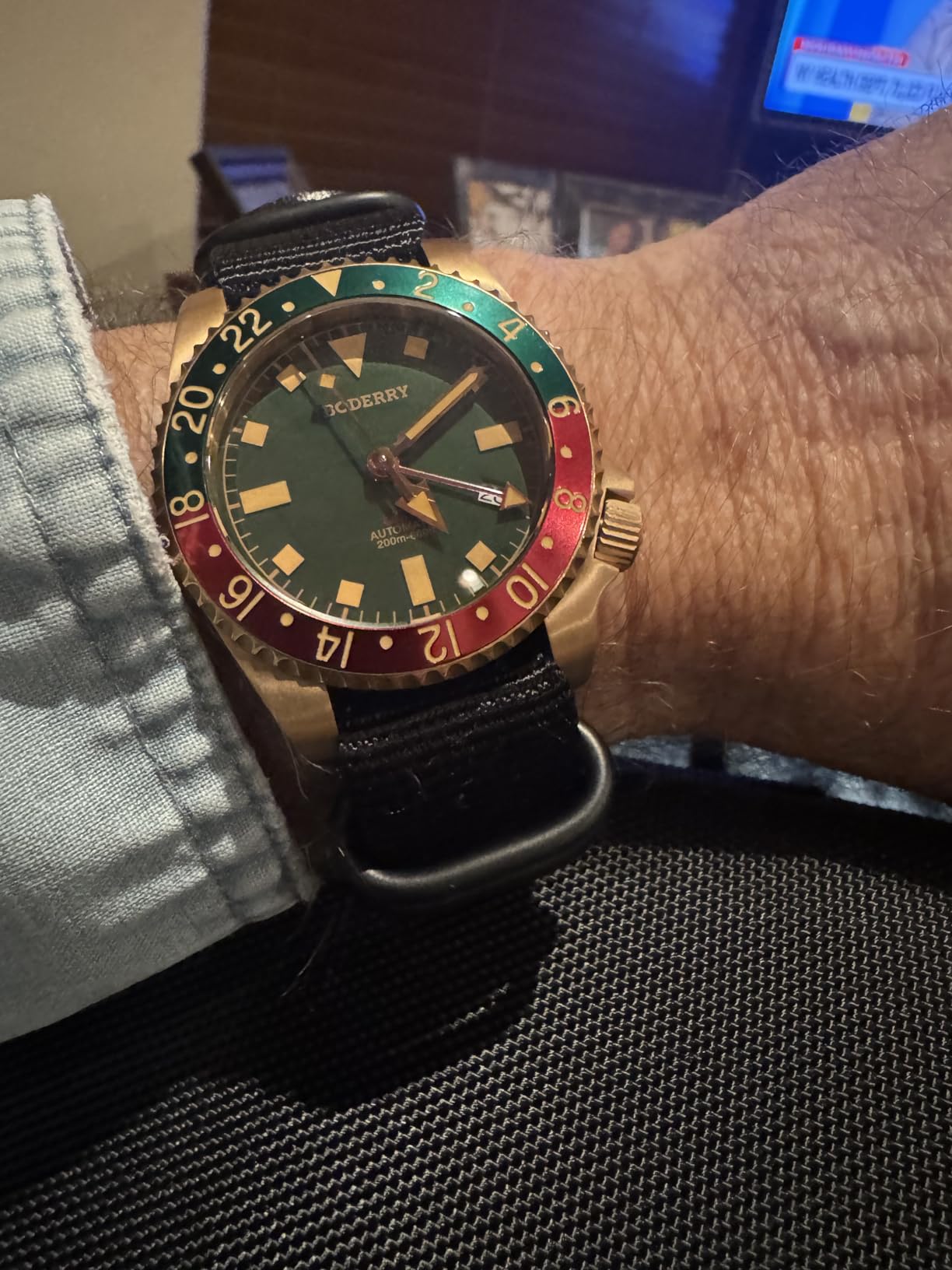 BODERRY Admiral GMT Automatic Diver Watch for Men - 200M Waterproof Bronze Watch with NH34 Mechanical GMT Movement, Super-LumiNova Luminous Markers & FKM Rubber Strap customer photo 1