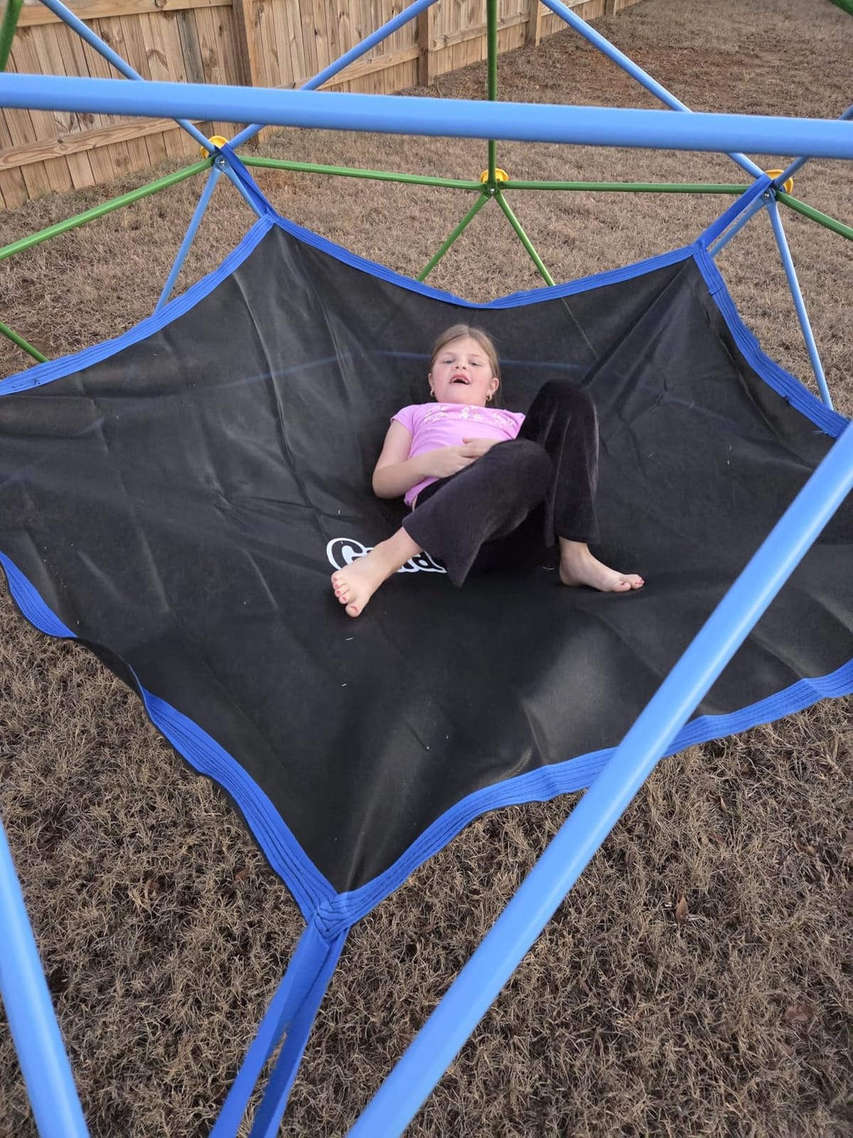 GVDV 10FT Climbing Dome with Hammock, Jungle Gym for Kids 3-12, Outdoor Climbing Toys Supporting 1000 Lbs, Anti-Rust Metal Dome Climber, ASTM Approved, Blue & Green customer photo 1