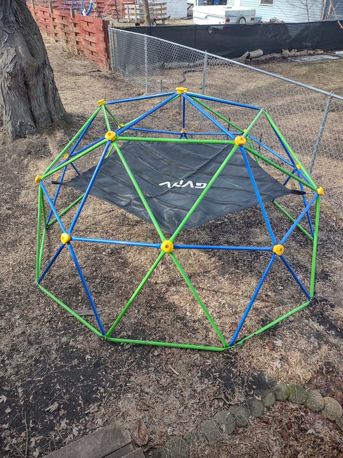 GVDV 10FT Climbing Dome with Hammock, Jungle Gym for Kids 3-12, Outdoor Climbing Toys Supporting 1000 Lbs, Anti-Rust Metal Dome Climber, ASTM Approved, Blue & Green customer photo 2