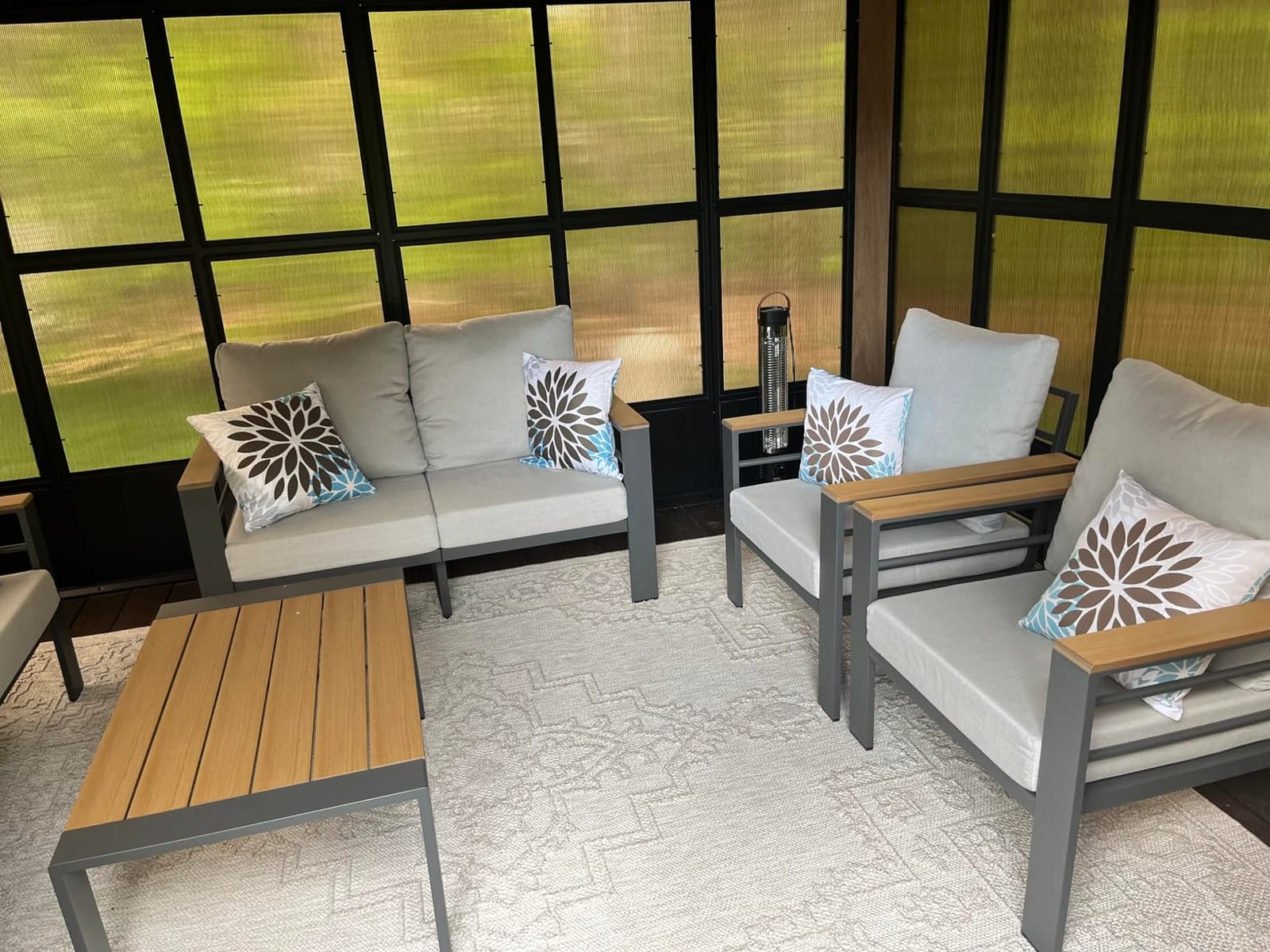 Aoxun Aluminum Patio Furniture Set 7 Seats, Oversized Outdoor Sectional with Washable Thick Cushions, Coffee Table, Patio Conversation Sets for Porch, Balcony, Deck customer photo 1