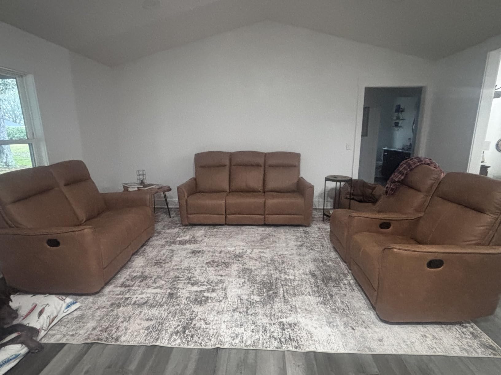 EBELLO Fabric Manual Reclining Sofa Couch, Recliner Loveseat Sofa with Sturdy Robust Metal Base, 2 Seats for Small Living Room, Bedroom and Meeting Room, Grey customer photo 1