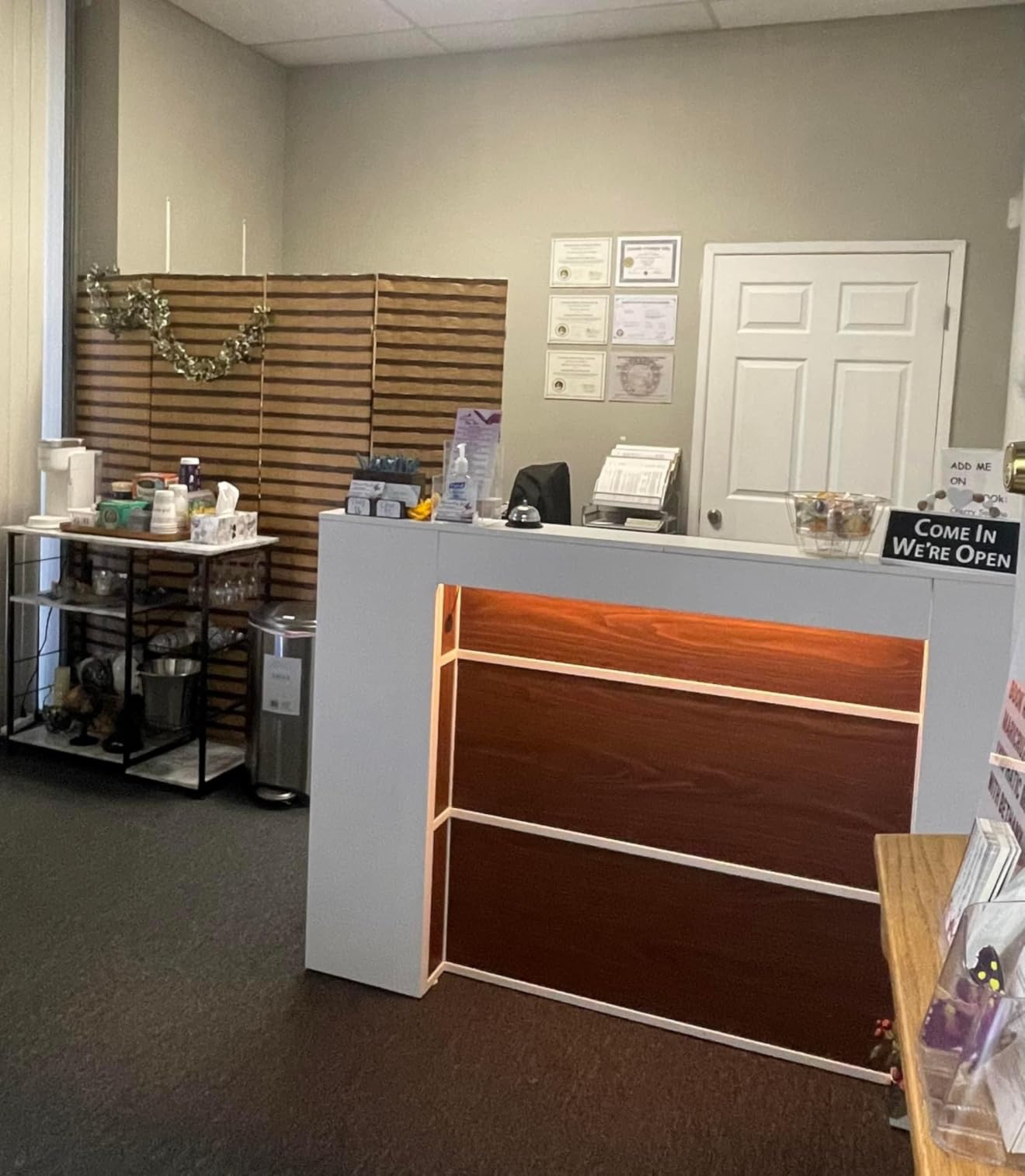 Tribesigns Reception Desk with LED Lights, 63 Inches Front Counter Desk for Checkout, Lobby, Salon, Retail, Modern Large Counter Table for Store Shop Clinic Office (Black&Gray) customer photo 1