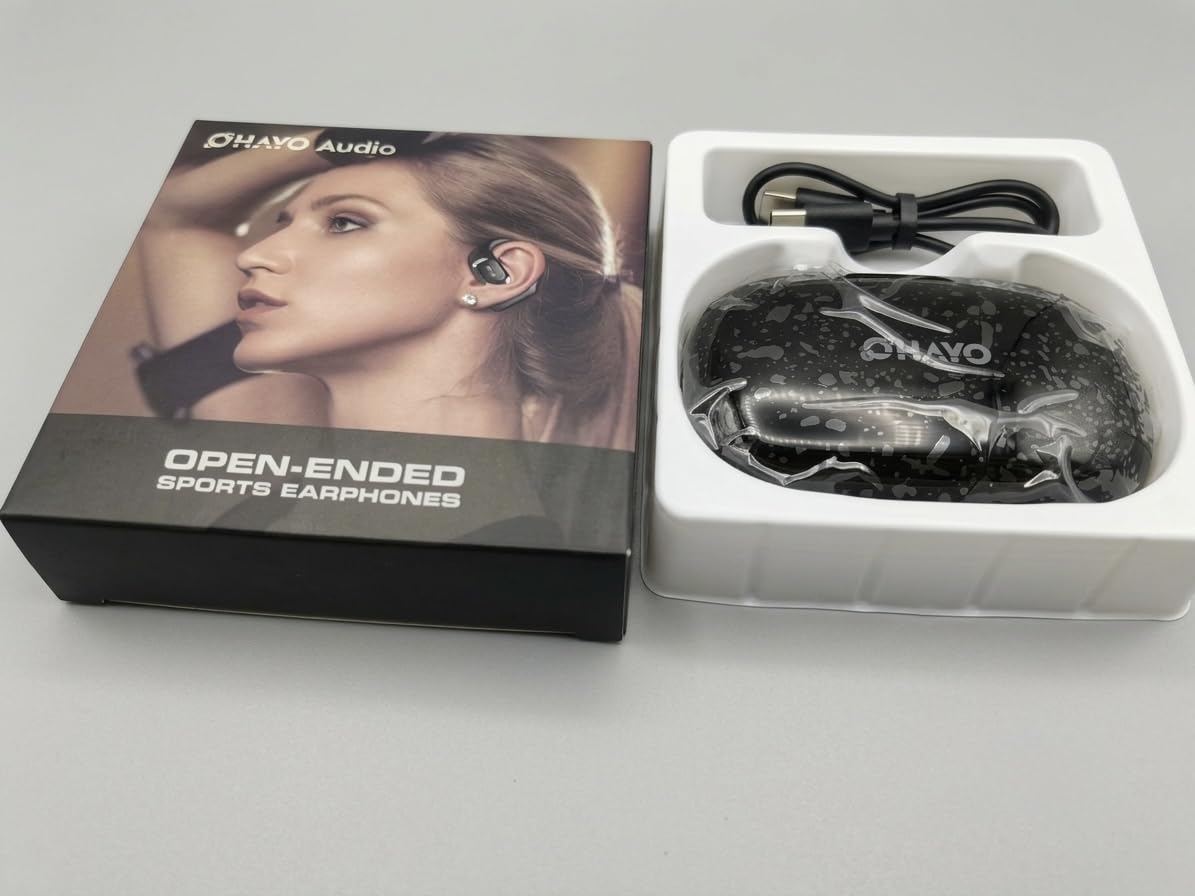 OHAYO Open Ear Headphones, Over Ear Earbuds with Ergonomic Earhook, Bluetooth Headphones 5.4 with Smart Digital Display, 40H Playtime, IPX6 Waterproof, Touch Control Operate Fit Cycling, Running, Workout customer photo 1