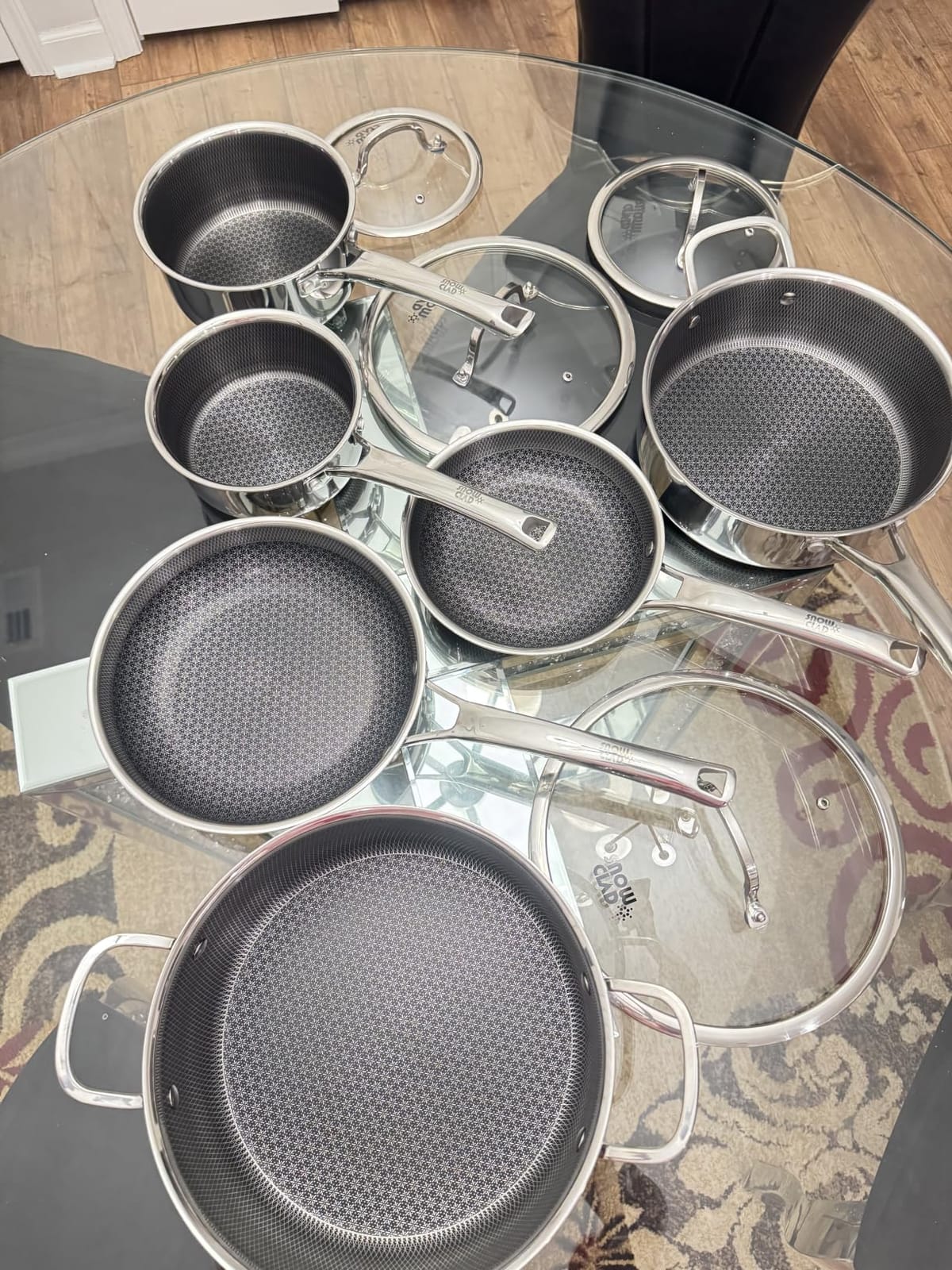 SNOWCLAD Pots and Pans Set Non Stick | Stainless Steel Kitchen Cookware | 14 Pcs | PFOA Free | Hybrid | Induction Compatible | Frying Skillet, Saucepans, Saute Pan & Stock Pot customer photo 2