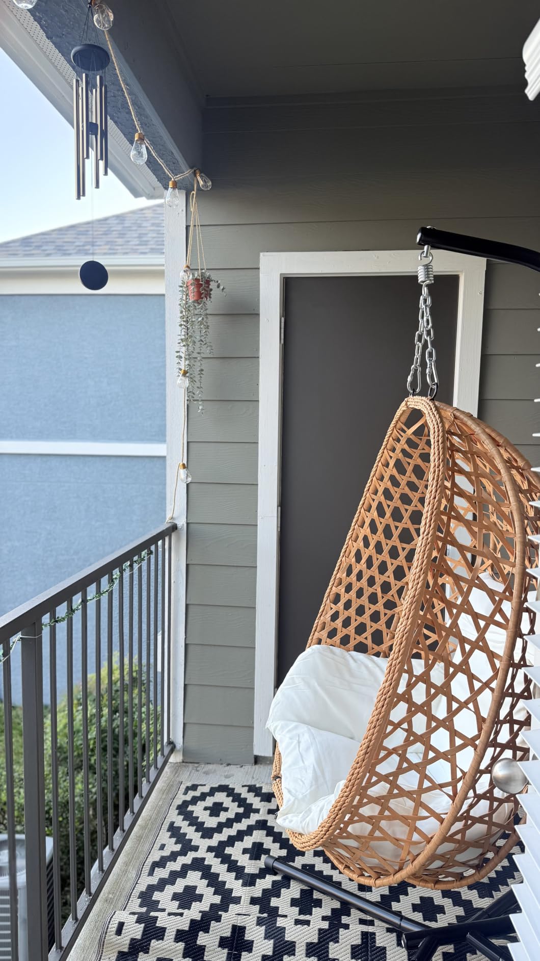 LEX CRAFT Egg Chair with Stand, Patio Wicker Hanging Chair, Hammock Swing Chair, 350LBS Capacity for Bedroom, Balcony, Garden (YE-BE) customer photo 2
