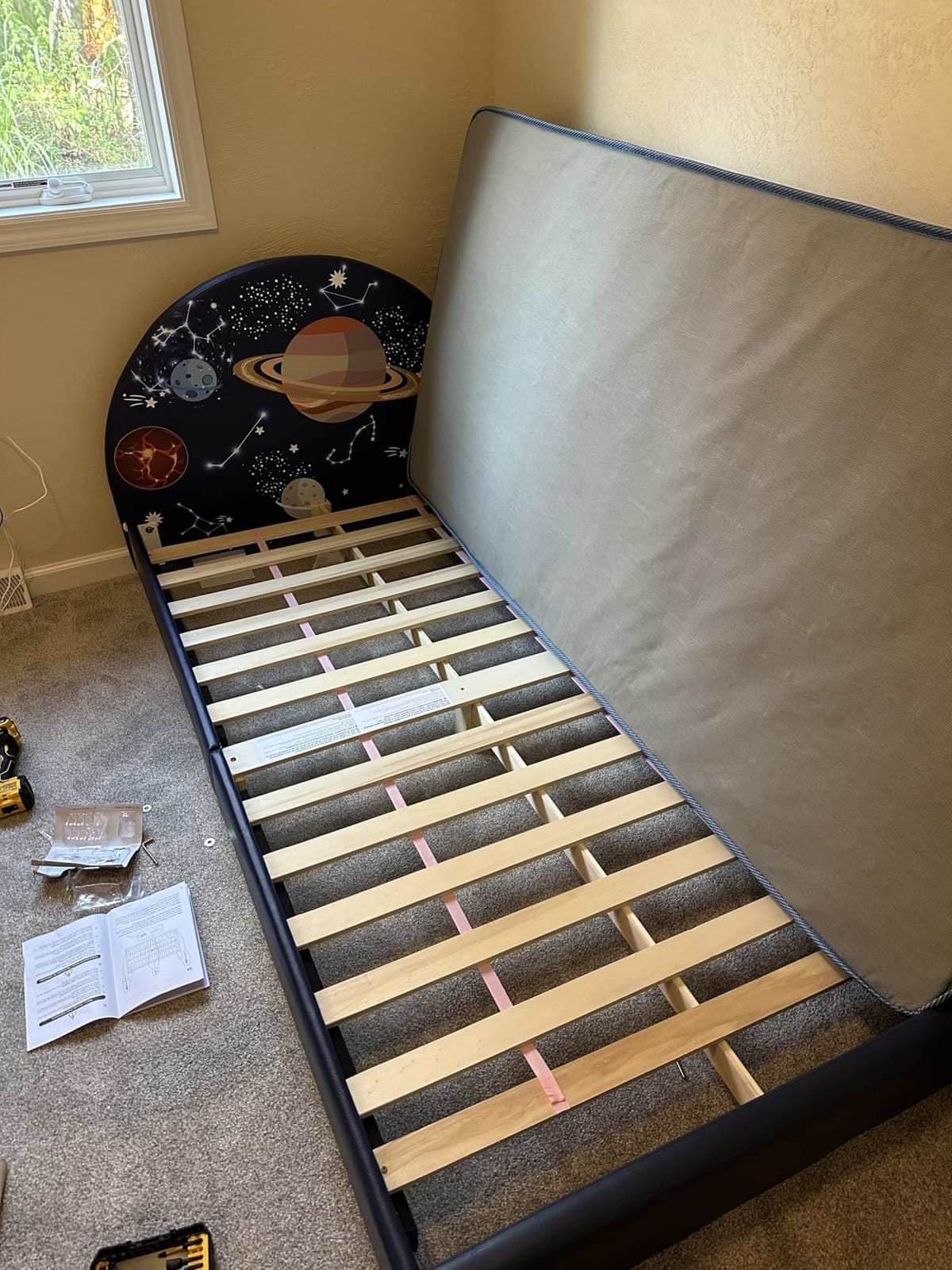 Costzon Twin Bed Frames for Kids, Car-Shaped Metal Bed with Wheels Decorations, Safety Guardrails, No Box Spring Needed, Fits Standard Twin Mattress (Mattress Not Included), Twin Bed for Boys Girls customer photo 2
