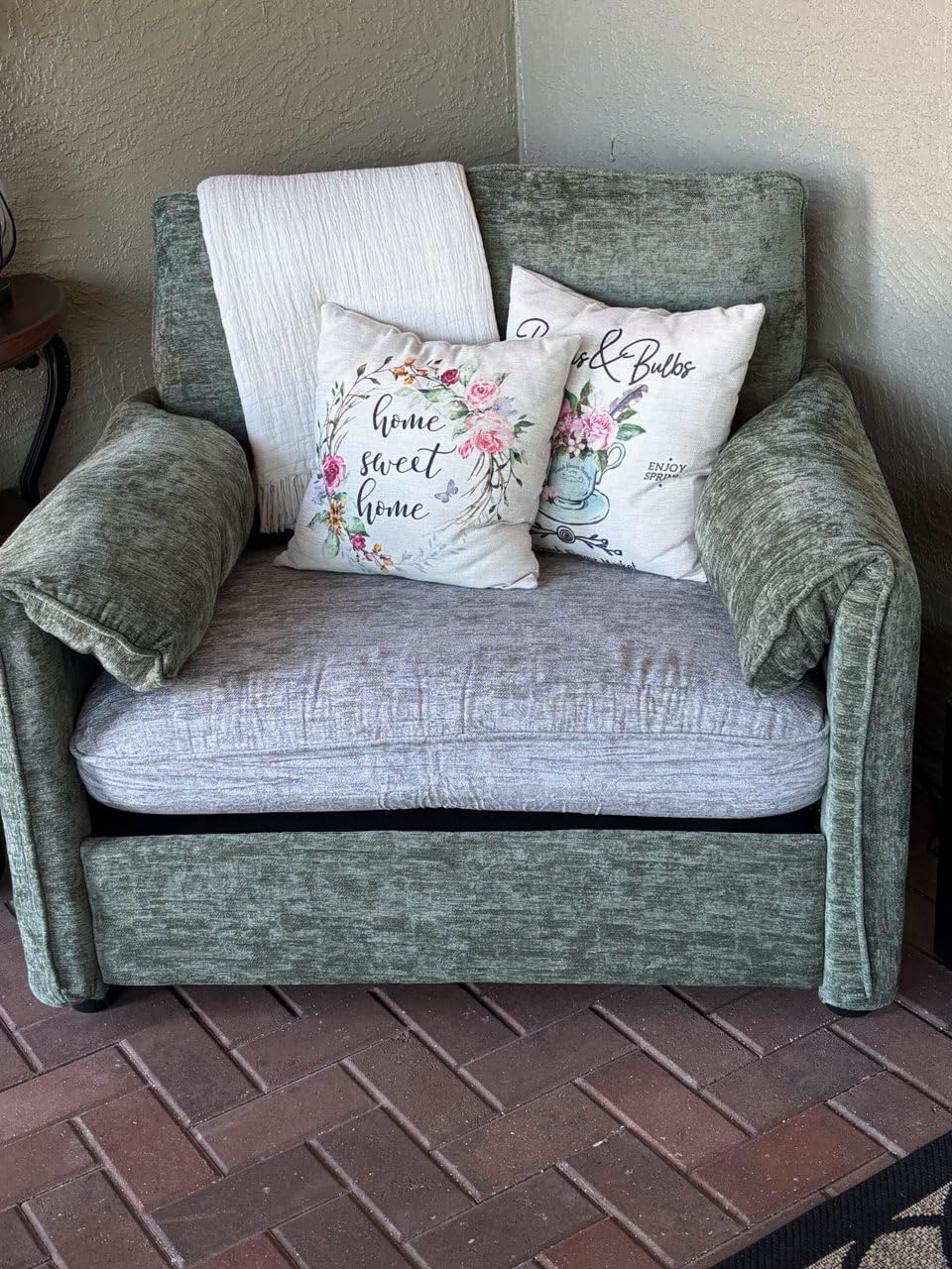 Oversized Accent Chair, 41 Inch Chenille Fabric Armchair, Comfy Single Sofa Chair with Padded Arms, Pocket Spring Cushion, Modern Reading Chair for Living Room, Bedroom, Beige customer photo 2