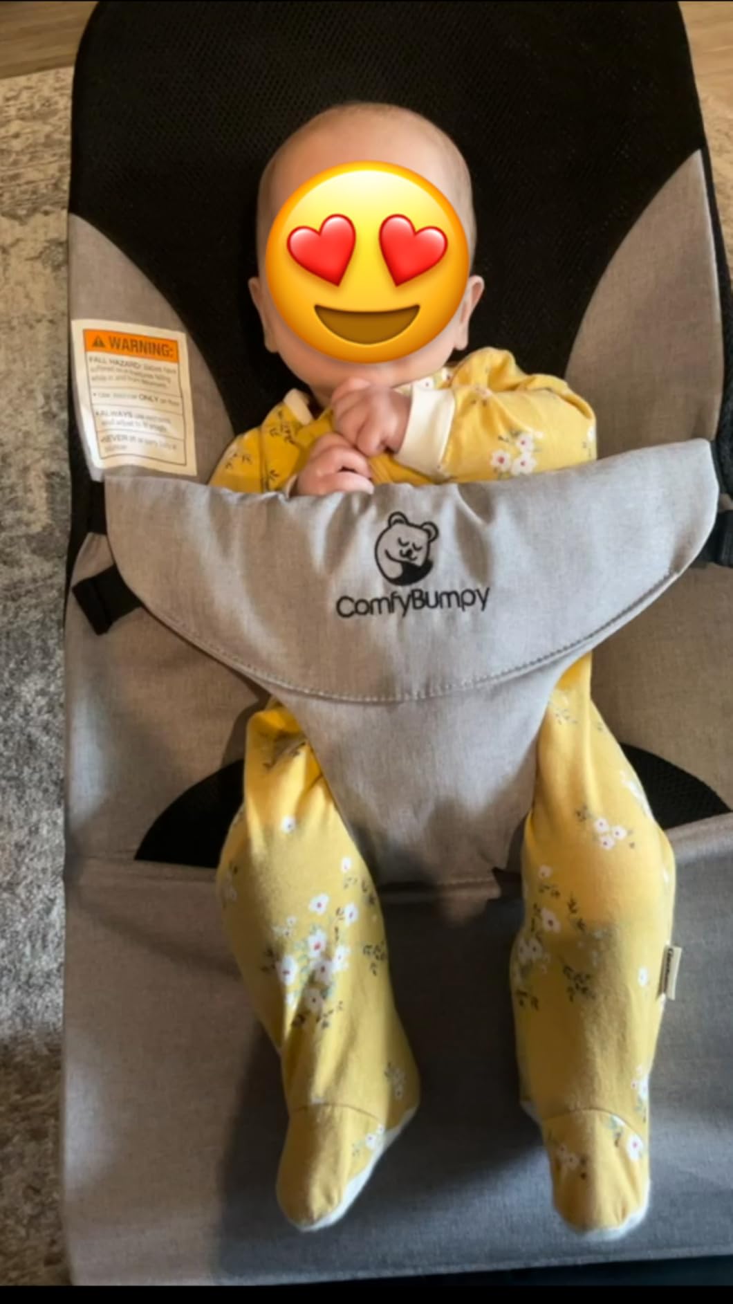 ComfyBumpy Ergonomic Baby Bouncer Seat - Safe, Portable Bouncing Chair with 3 Adjustable Height Positions - Infant Bouncy Seat Perfect for 8-20lbs Babies (Oatmeal) customer photo 1