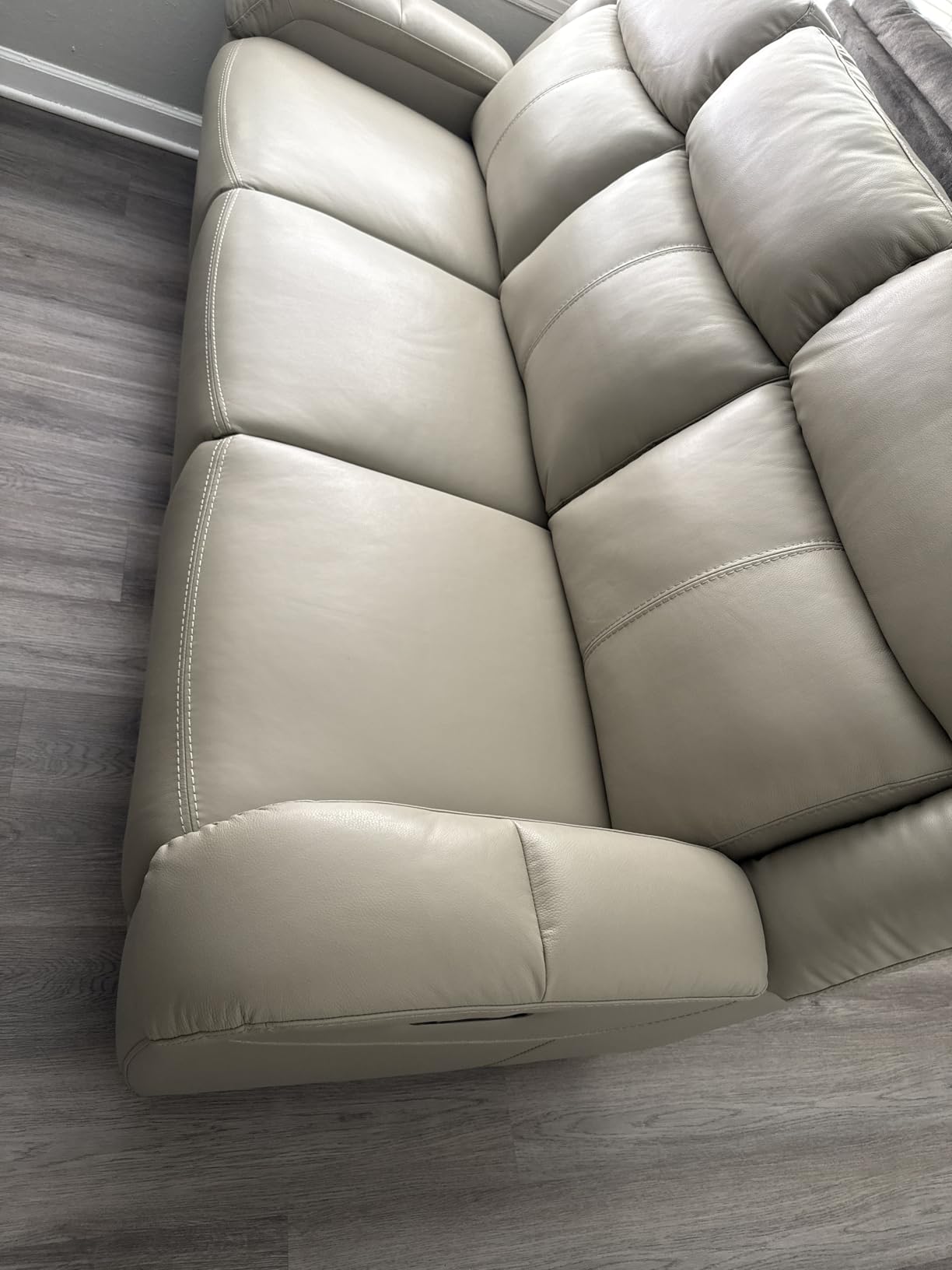 Watson & Whitely Genuine Leather Wall Hugger Power Reclining Sofa, Navy | 3-Seater Recliner Couch, Adjustable Power Headrests, USB & Type-C Charging Ports, Living Room & RV customer photo 2