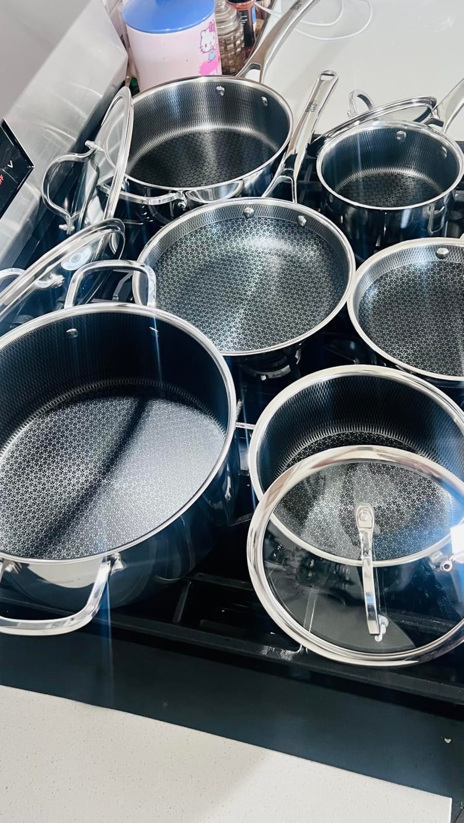 SNOWCLAD Pots and Pans Set Non Stick | Stainless Steel Kitchen Cookware | 10 Pcs | PFOA Free | Hybrid | Induction Compatible | Frying Skillet, Saucepans, Saute Pan & Stock Pot customer photo 2