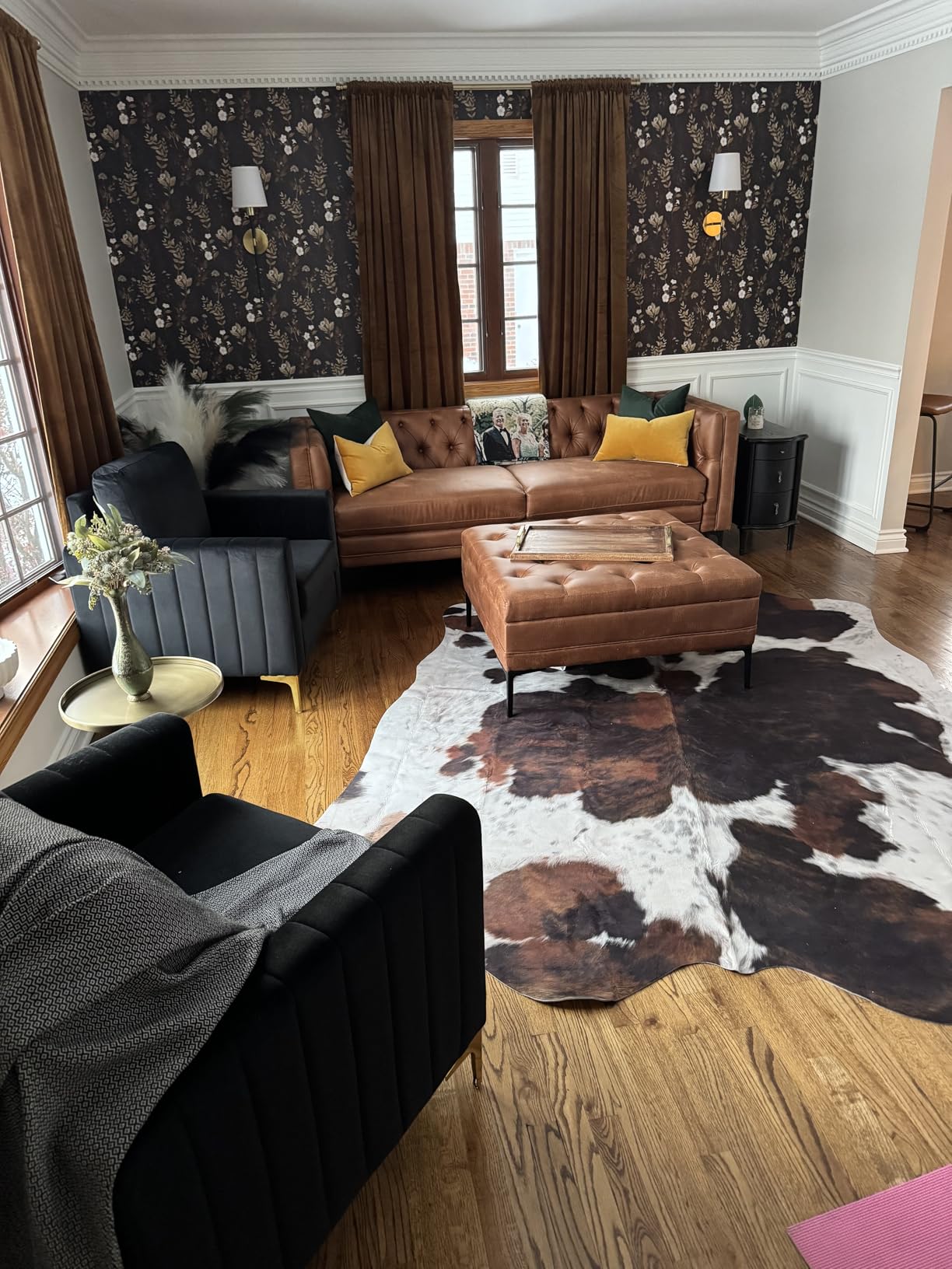 HULALA HOME Tufted Faux Leather Coffee Table, Camel | 36.5