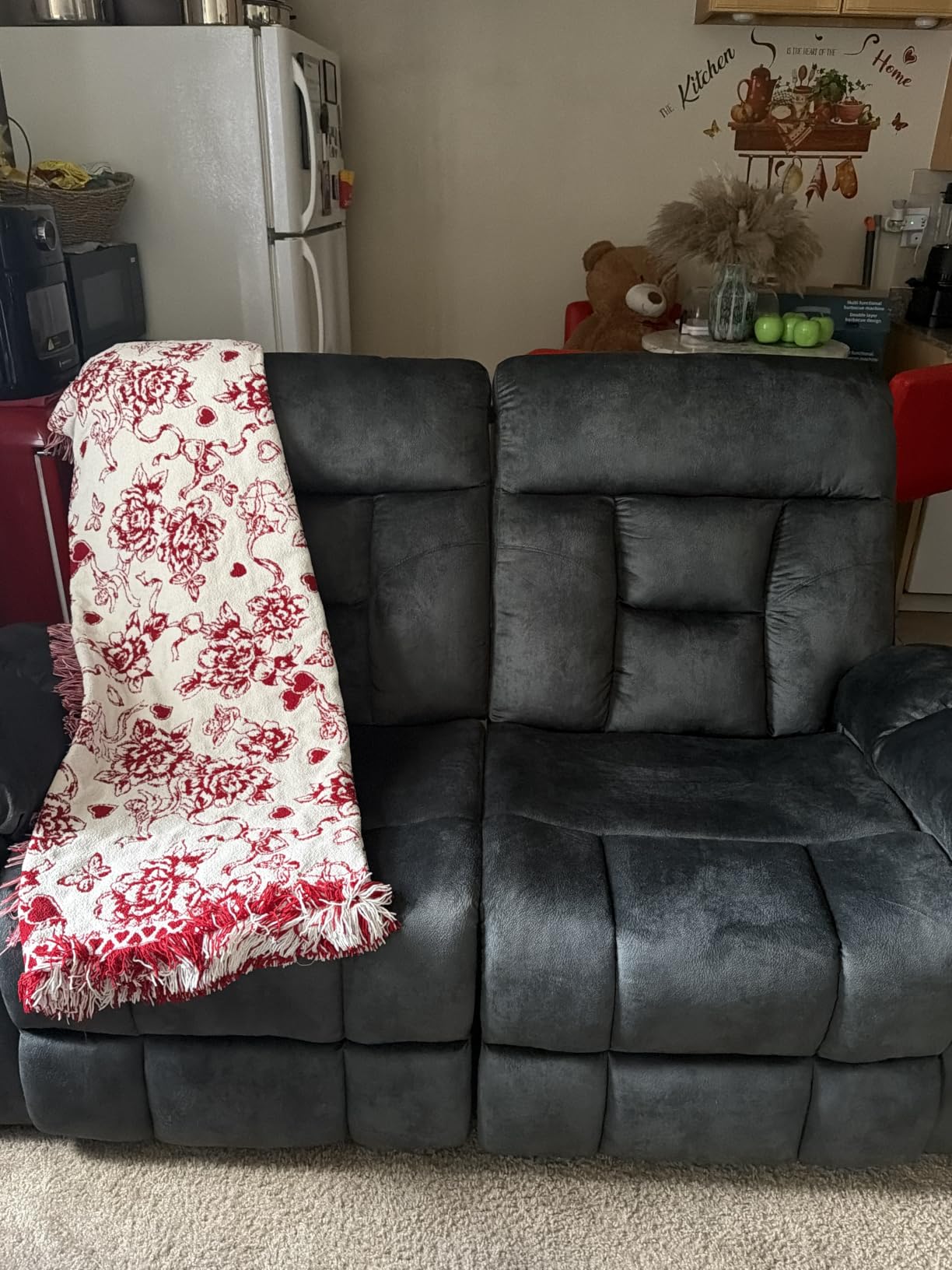 Loveseat Recliner Sofa for Living Room, Extra Wide Modern Overstuffed 2 Seat Reclining Manual Sofa Chair, with Hidden Armrest Cup Holders, Breathable Fabric, Dark Greenish-Grey customer photo 1