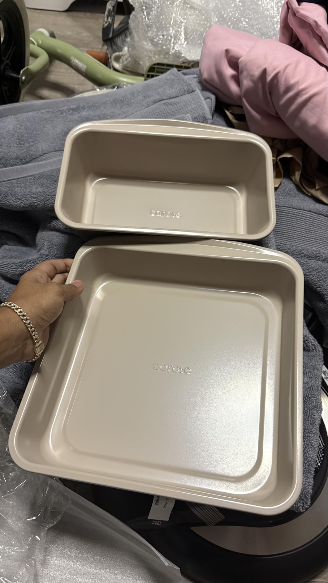 CAROTE 7-Piece Baking Pans Set, Nonstick Bakeware Sets, Gray & Blue | Cookie Sheets, Muffin, Bread, Cake, Loaf, Roasting Pan, Easy-Release, Oven Safe Up to 446F, PFAS-Free, Stackable, Home, Gift customer photo 2