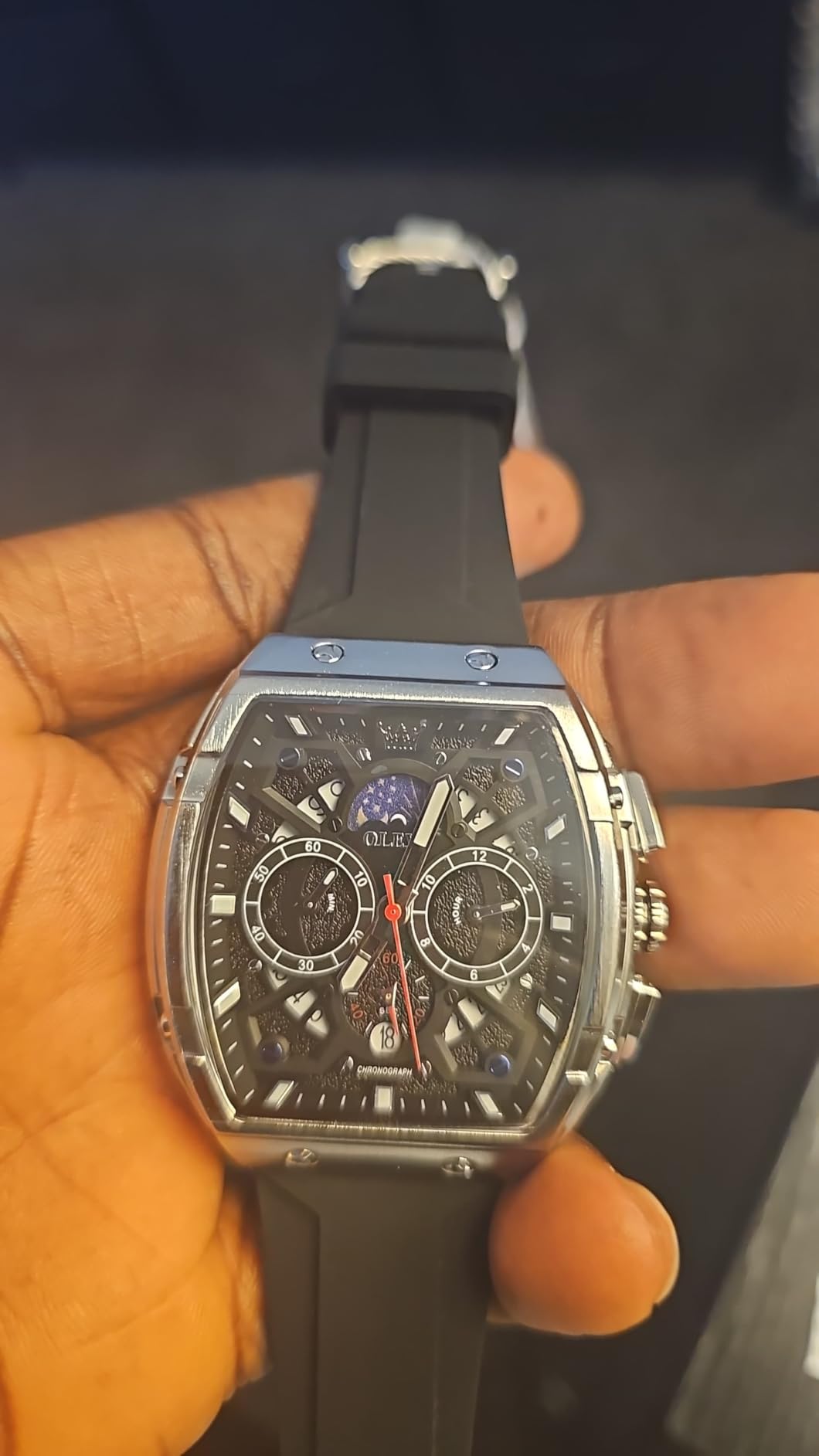 OLEVS Watch Men Luxury Casual Square Skeleton Chronograph Watches customer photo 1