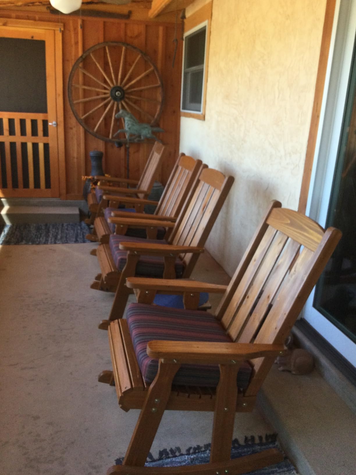 Fortune Candy Wooden Patio Rocking Chair with Comfortable Backrest Inclination, High Backrest and Deep Contoured Seat, Solid Fir Wood, Heavy Duty 600 LBS, for Both Outdoor and Indoor (Natural) customer photo 1