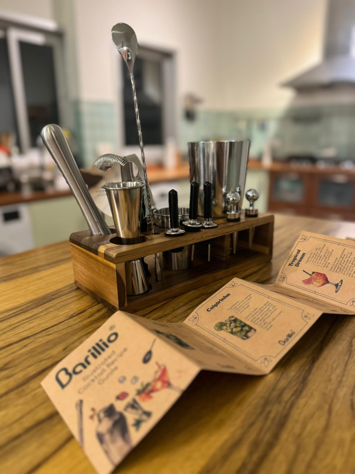 Barillio Bartender Kit - 23-Piece Stainless-Steel Cocktail Shaker Set with Premium Acacia Stand | Martini Barware Mixing Tools for Home Bartending | Gift Set customer photo 1
