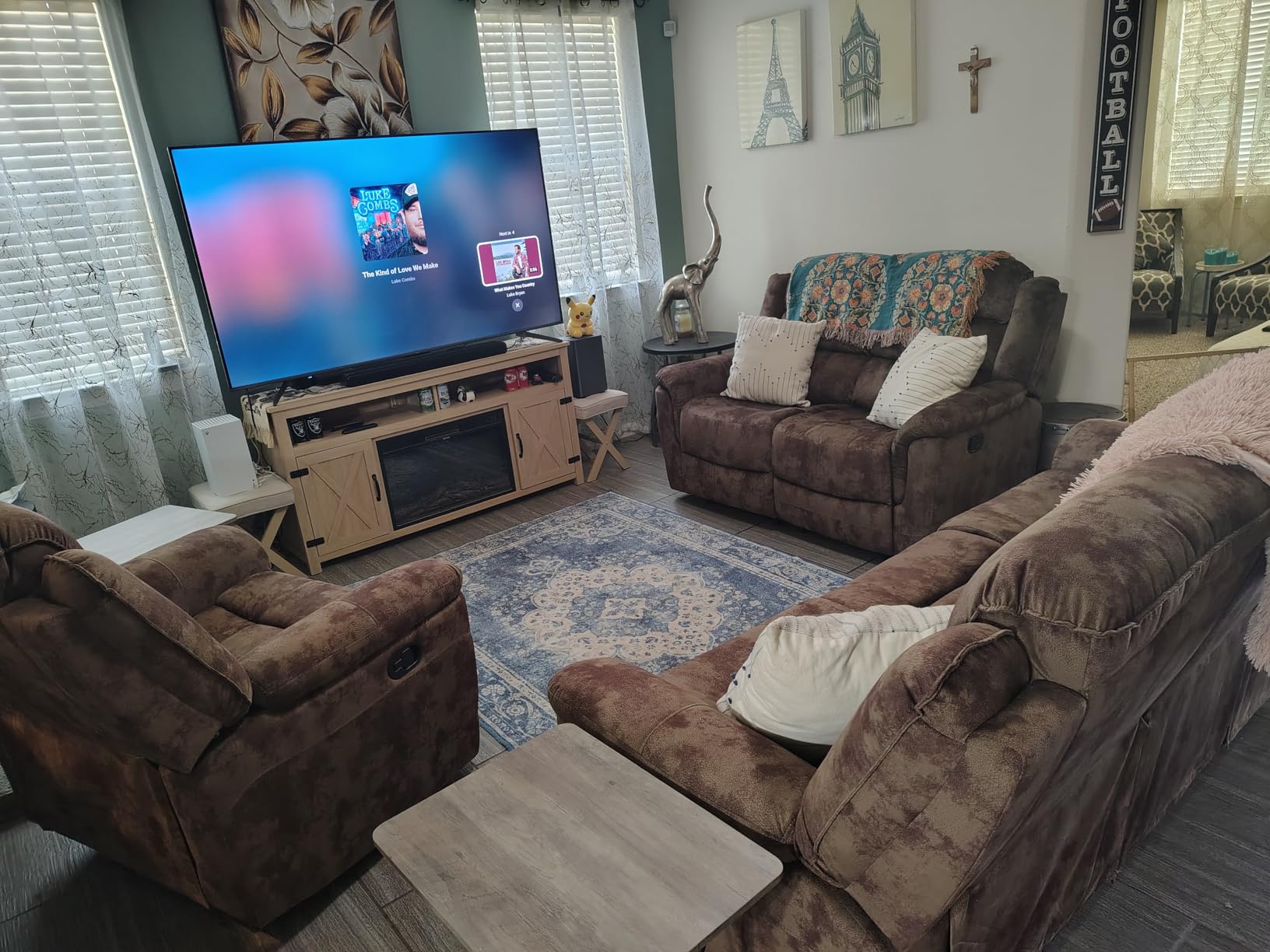 EBELLO Loveseat Recliner Sofa for Living Room, Extra Wide Modern Overstuffed 2 Seat Reclining Sofa Chair, Breathable Fabric Dual Manual Recliner, Brown customer photo 1
