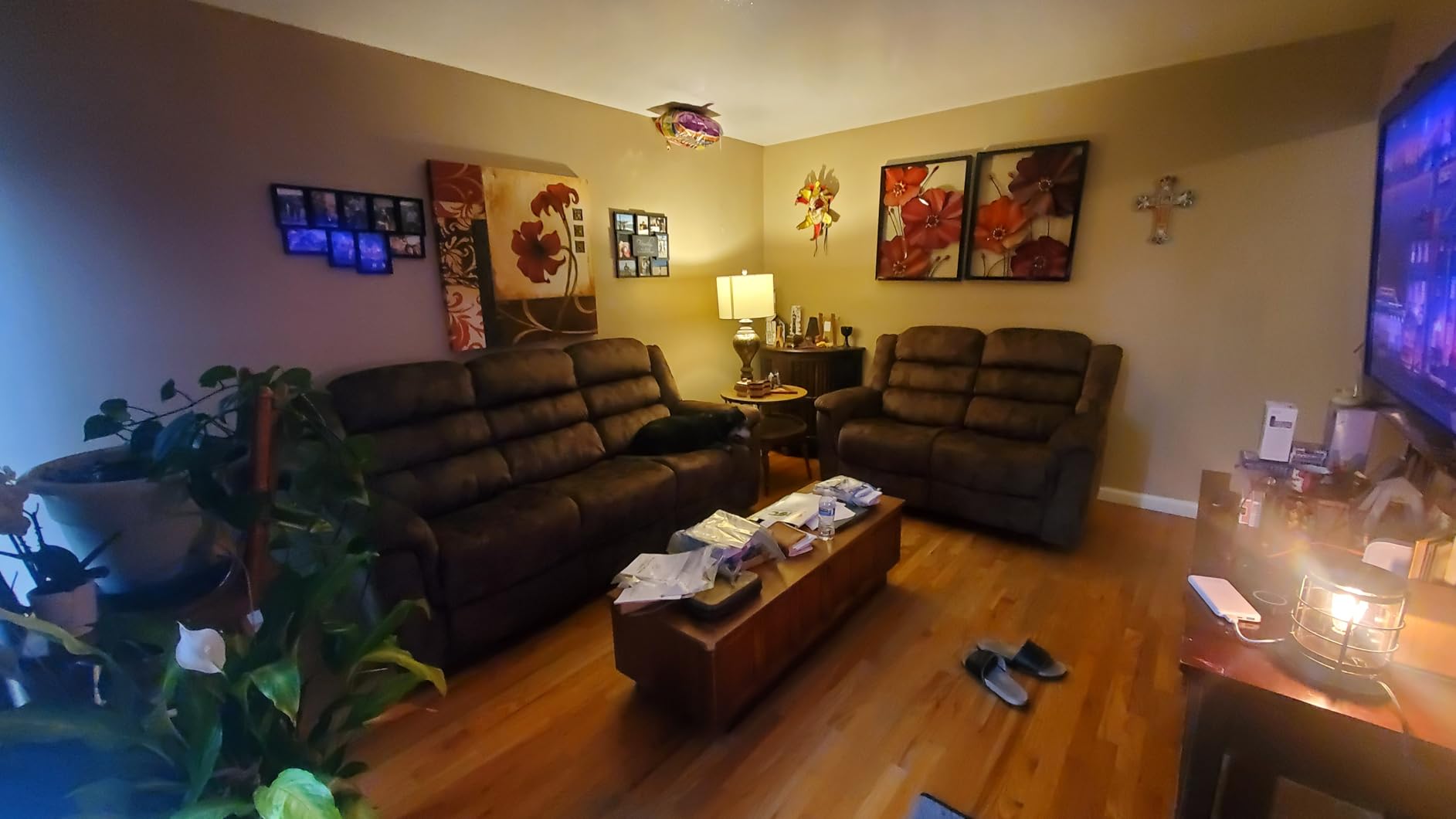 EBELLO Reclining Sofa for Living Room, Extra Wide Modern Overstuffed 3 Seat Recliner Manual Sofa Chair, Breathable Soft Fabric and Padded Seat, Brown customer photo 2