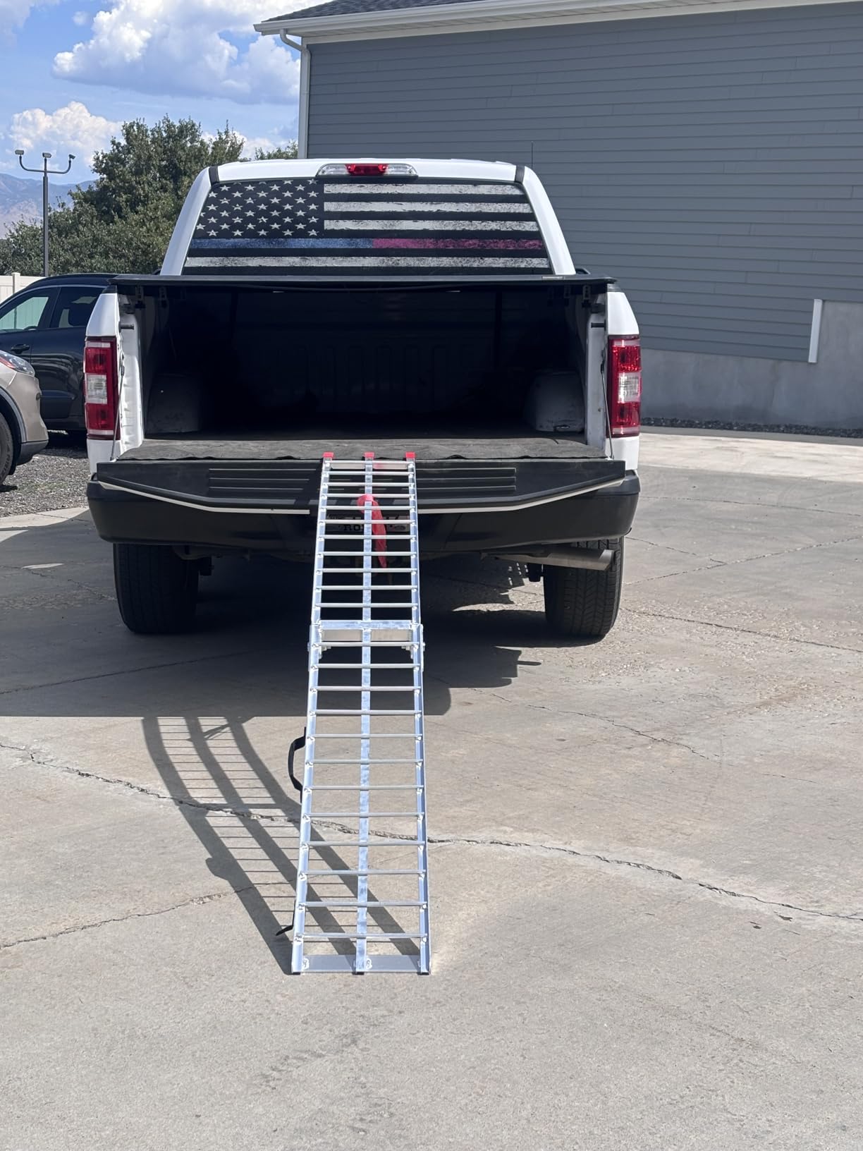 1840lb Capacity Truck Ramps, Aluminum Folding Loading Ramps for Car, Truck & Trailer Bed - with Load Straps for ATV/UTV, Golf Carts, Lawn Mowers, Go-Karts, Wheelbarrow, Motorcycles customer photo 2