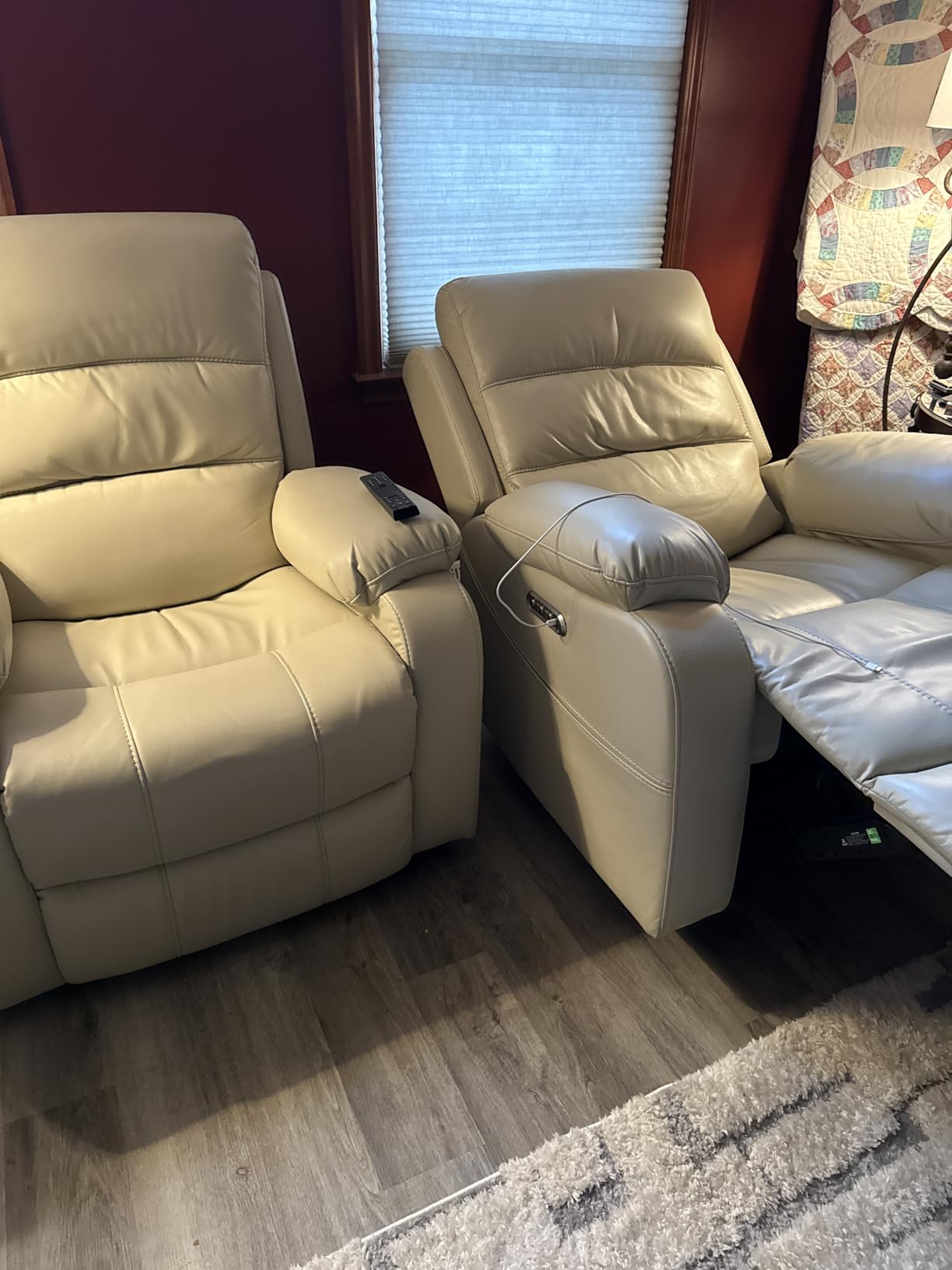 EONIX Dual Motor Zero Clearance Wall Hugger Recliner, Cream White | Adjustable power headrest, breathable upholstery, USB and USB-C ports for compact rooms and RVs customer photo 2