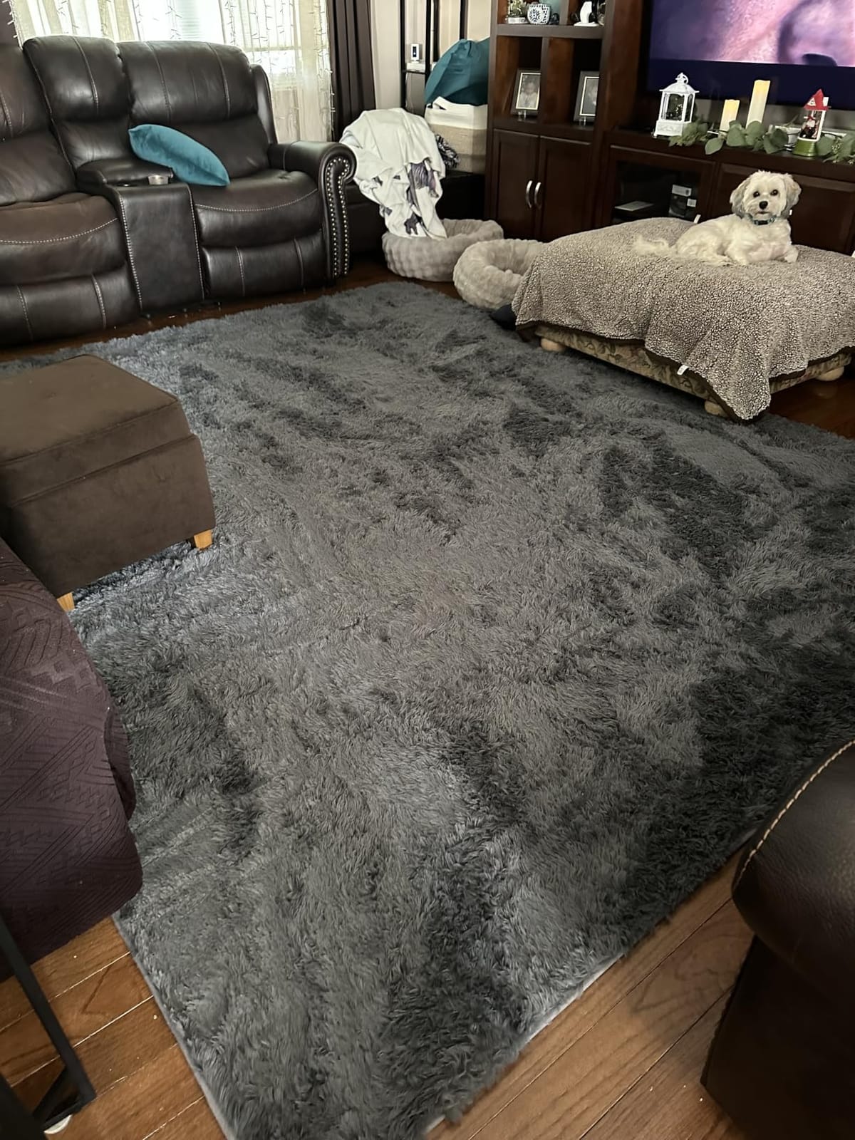 8x10 Area Rugs for Living Room: Ultra Soft Fluffy Shag Grey Rugs for Bedroom, Non-Slip Large Fuzzy Plush Rug Indoor Floor Carpet for Nursery Kids Boys Girls Room, Dorms, Playroom, Modern Home Decor customer photo 1