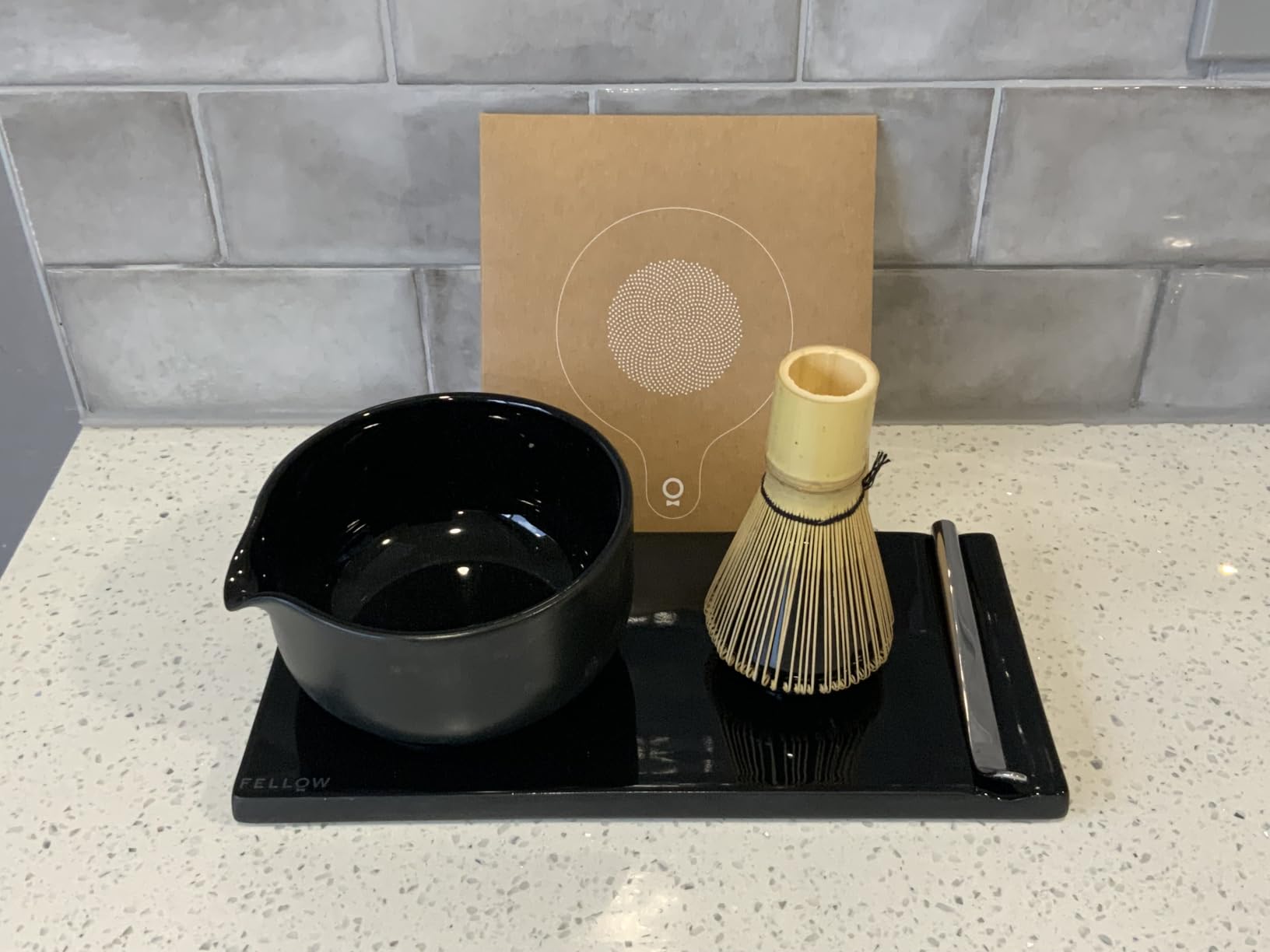 Fellow Matcha Set, 6-Piece Ceramic Matcha Bowl Kit with Display Tray | Bamboo Whisk with Stand, Steel Sifter and Spoon, Pour Spout Bowl, Dishwasher Safe, for Home and Ceremony, Hazy Blue customer photo 1