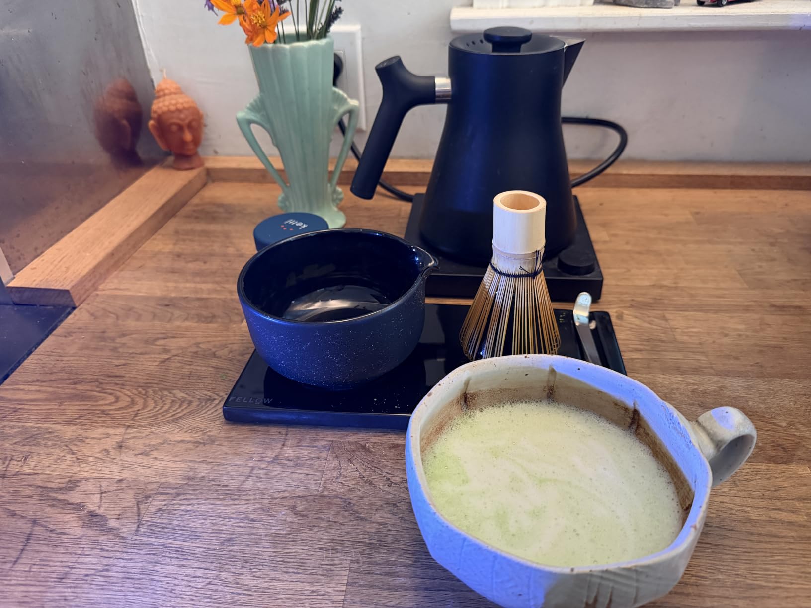 Fellow Matcha Set, 6-Piece Ceramic Matcha Bowl Kit with Display Tray | Bamboo Whisk with Stand, Steel Sifter and Spoon, Pour Spout Bowl, Dishwasher Safe, for Home and Ceremony, Hazy Blue customer photo 2