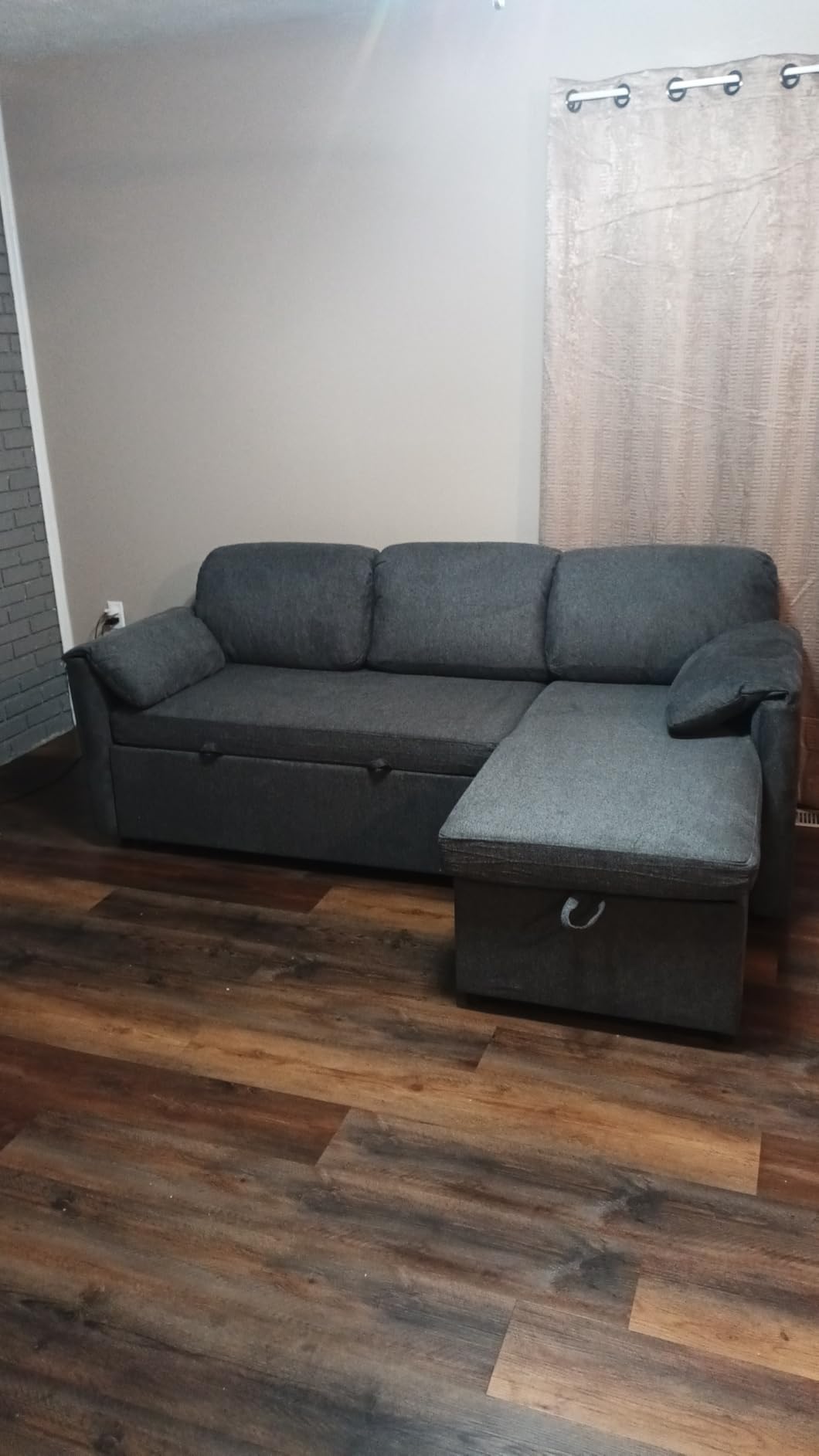 Tbfit 83'' Pull Out Sofa, 3 in 1 Sleeper Sofa Couch with USB & Storage Chaise, Comfy Sofa Bed with Pull Out Bed, Convertible Sleeper Sofas for Living Room, Small Spaces, Dark Gray customer photo 1