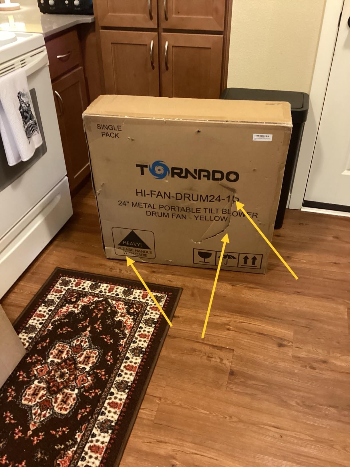 Tornado 24 Inch High Velocity Drum Fan, 8800 CFM Heavy Duty Industrial Floor Fan, 3-Speed Tilt Adjustable Metal Blades, Wide Airflow, 8 FT Cord, UL Listed for Commercial Use customer photo 1