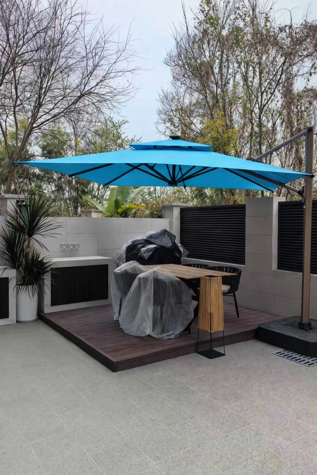 HOTEEL 10x10ft Patio Umbrella Cantilever Umbrella Double Top - 360 Rotation and 5 Angles Adjustment - Aluminum Offset Pool Umbrella Outdoor Umbrellas for Patio Garden Deck Pool customer photo 1