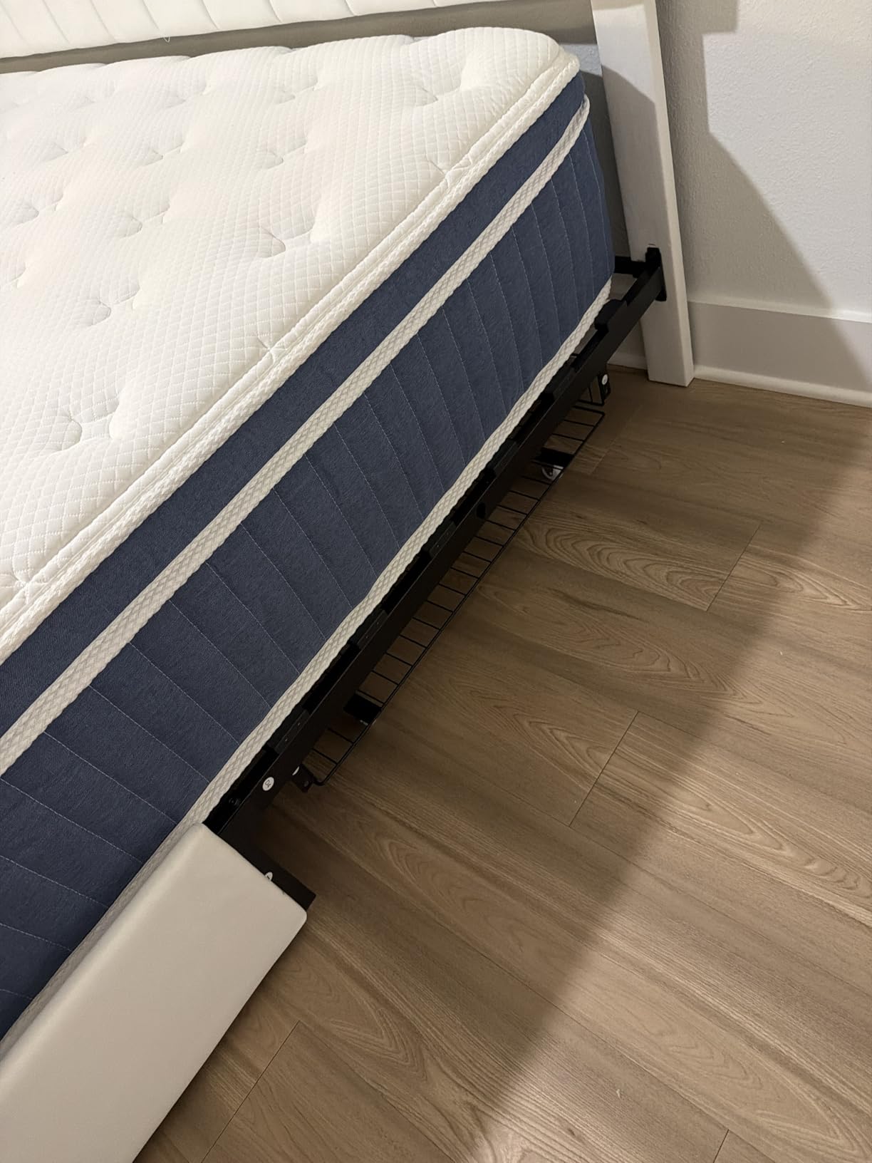 Allewie Queen Size Storage Bed Frame, Vertical Channel Tufted Adjustable Headboard, Velvet Upholstered Platform Bed with 4 Oversized Underbed Drawers, Wooden Slats Support, No Box Spring Needed, White customer photo 2