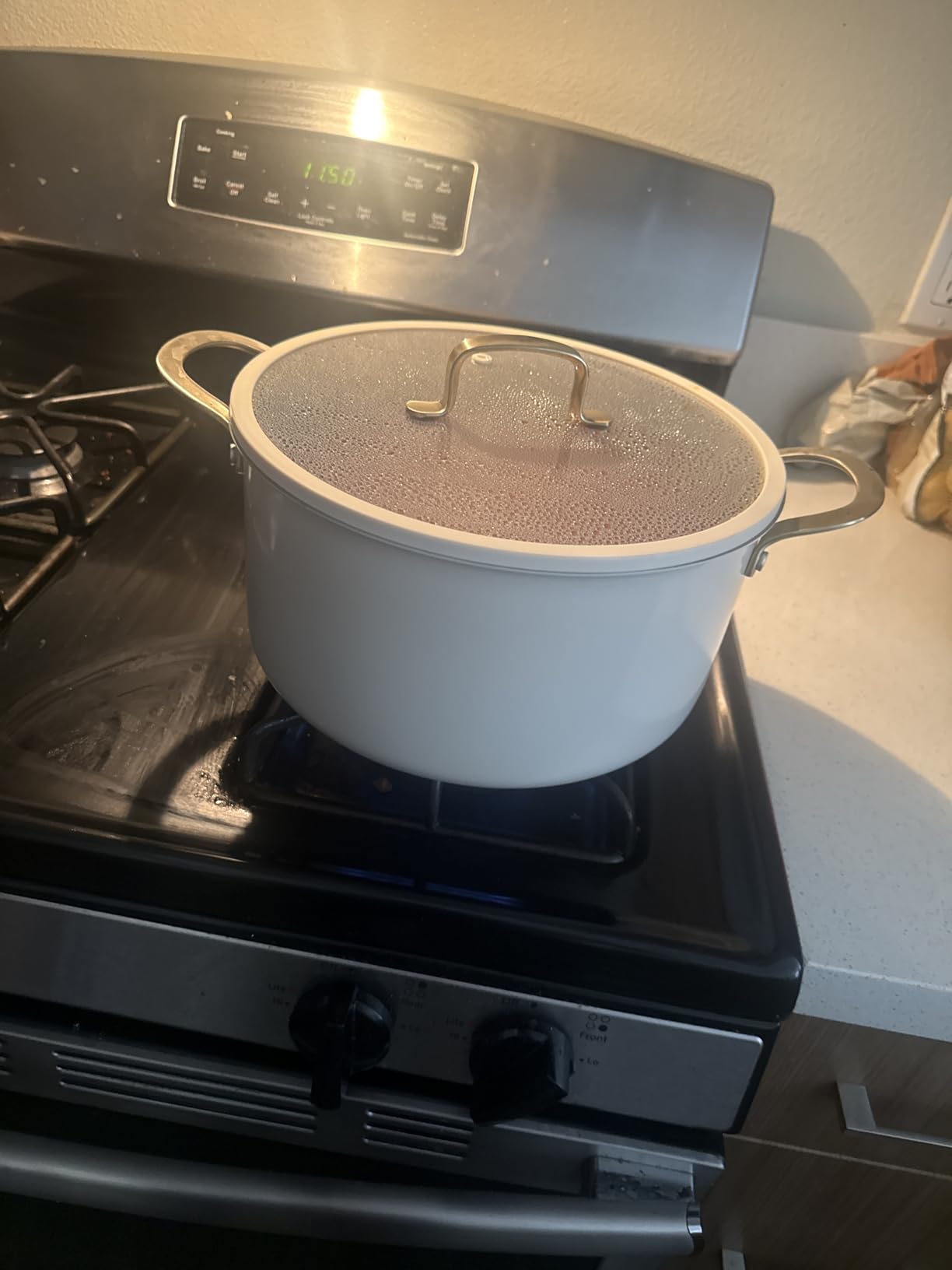 CAROTE 8QT Full Clad Tri Ply Stainless Steel Stock Pot with Lid | All Stoves Compatible, Oven & Dishwasher Safe, Stay Cool Handle, White customer photo 1