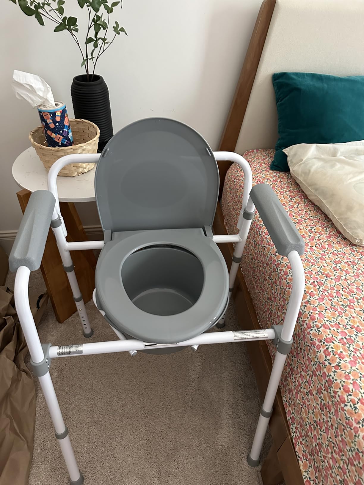 Dr. Dunley 3-in-1 Bedside Commode Chair with Elongated Seat – Steel Folding Frame, 7.5 QT Bucket, 350 lb Weight Capacity, Clip-On Toilet Seat, Bathroom Safety Aid for Seniors, Tool-Free Assembly customer photo 2