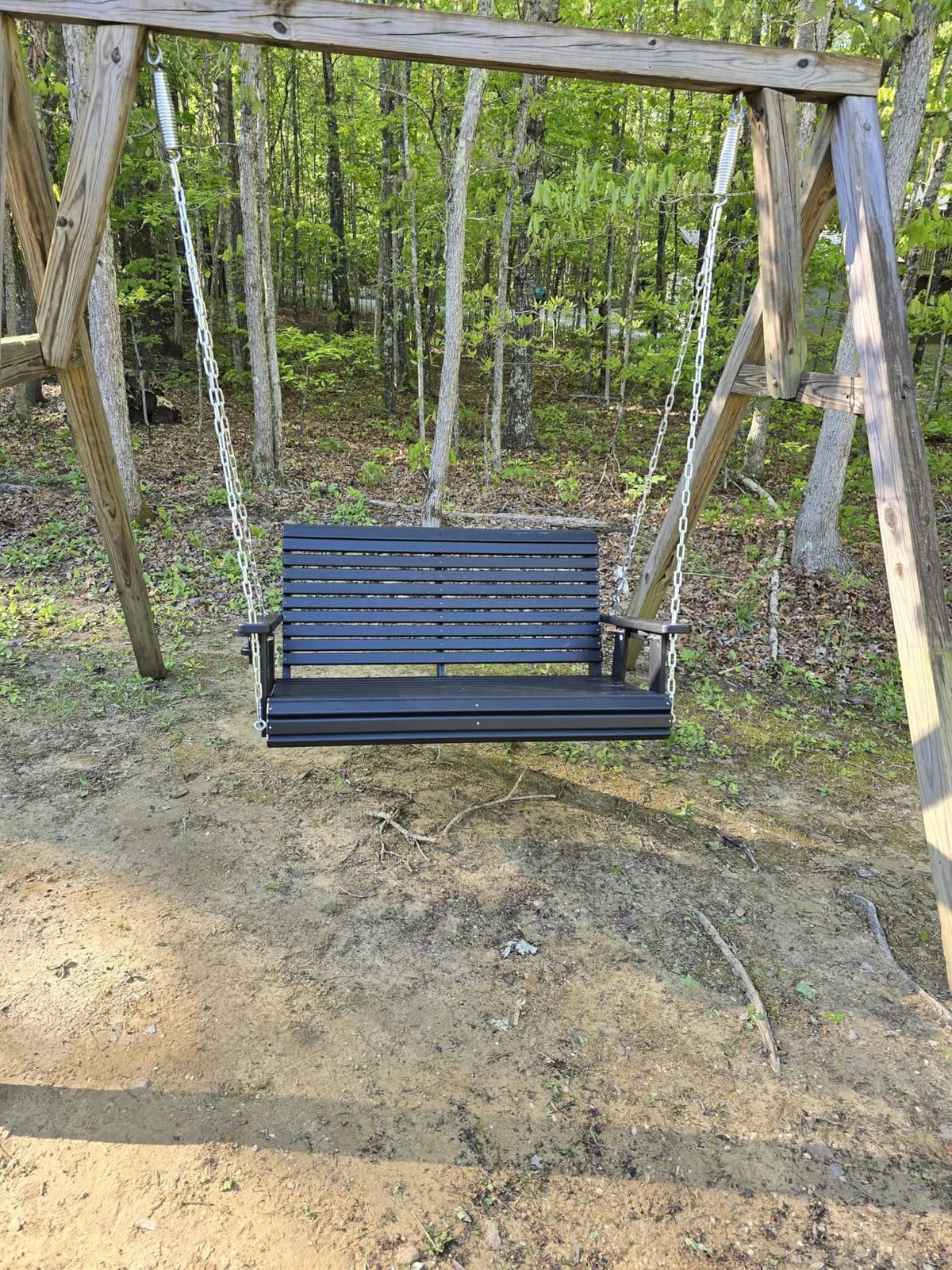 HDPE Porch Swing with 18/8 Stainless Steel Bolts, Ergonomic Design, Ultra Weather-Resistant, Heavy Duty 1200 LBS, for Outdoor Patio Garden Yard (Gray) customer photo 2