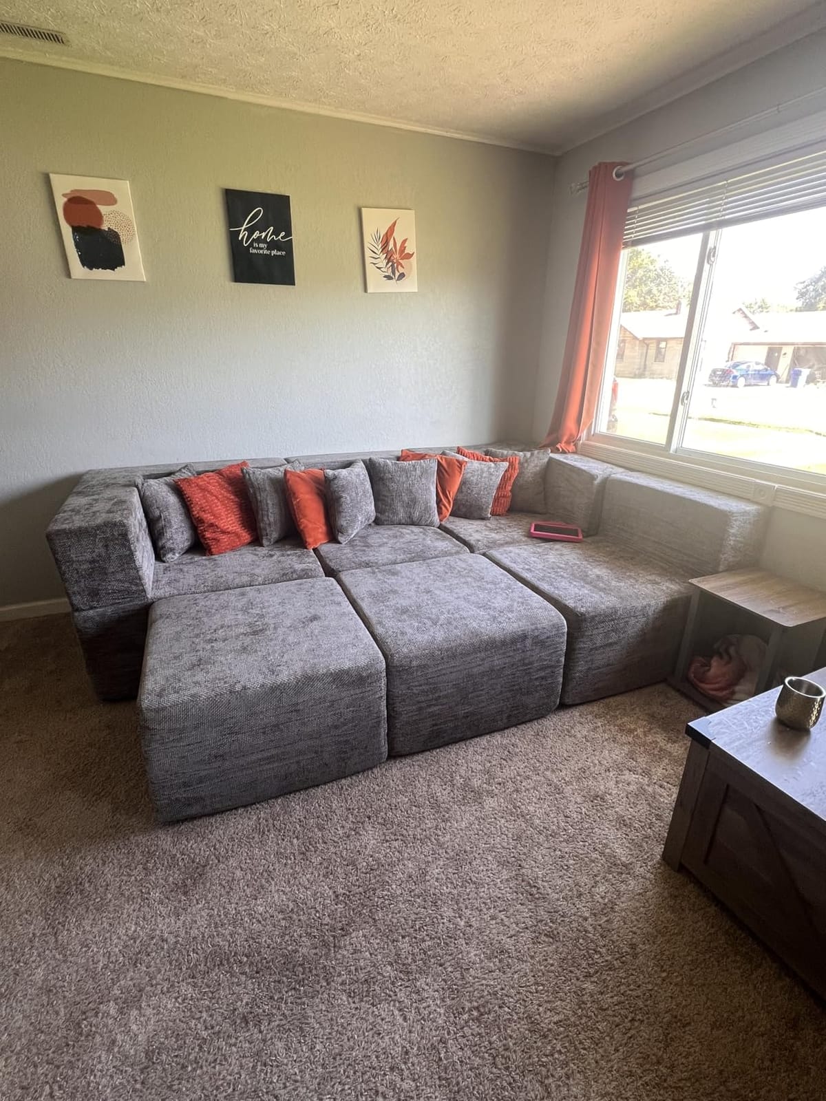 MONVANE Modular Sectional Cloud Couch for Living Room - 130'' 6 Seater Convertible Chenille Couches Set with Ottoman, No Assembly Compression Sofas, Comfy Floor Sofa with Memory Foam, Grey customer photo 1