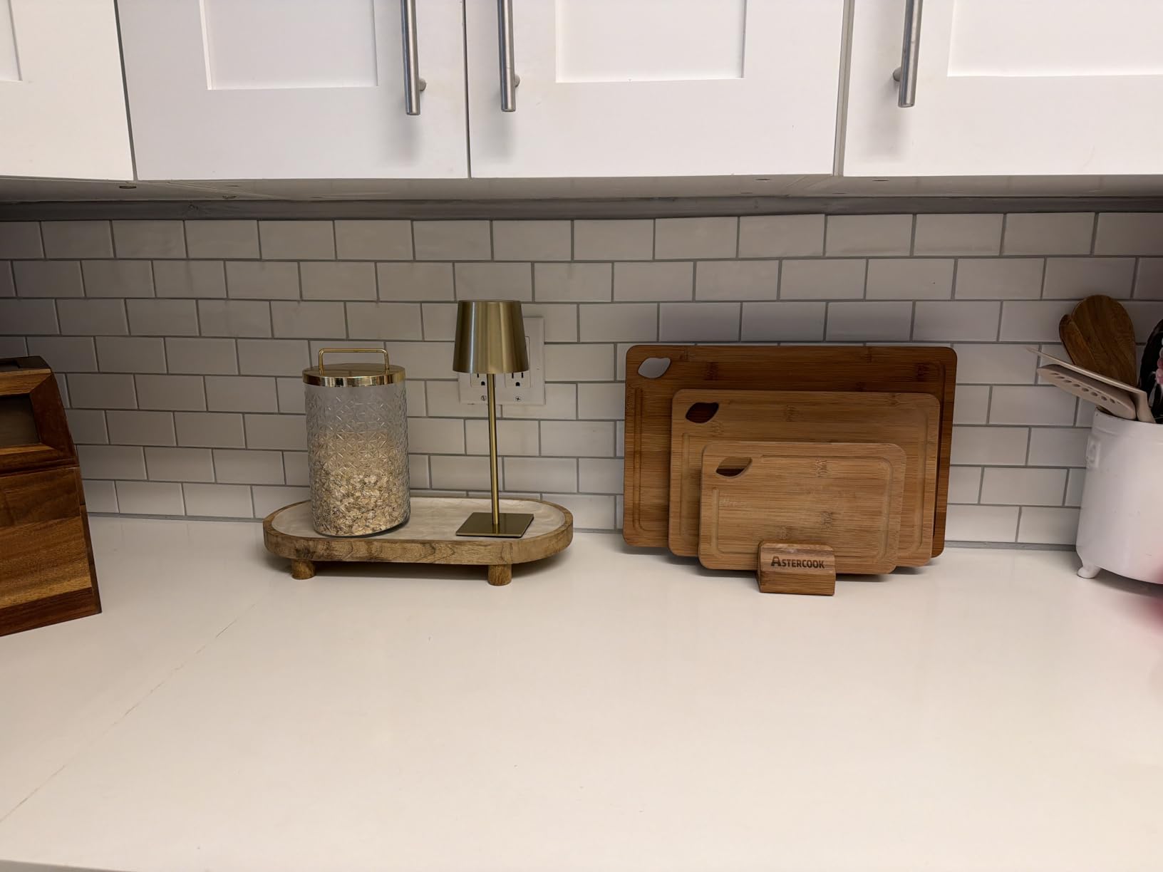 Astercook Deep-Carbonized Bamboo Cutting Boards for Kitchen with Wood Storage Stand, Reversible Charcuterie & Chopping Boards with Juice Grooves and Easy-Grip Handles, Fathers Day Gift for Men customer photo 2