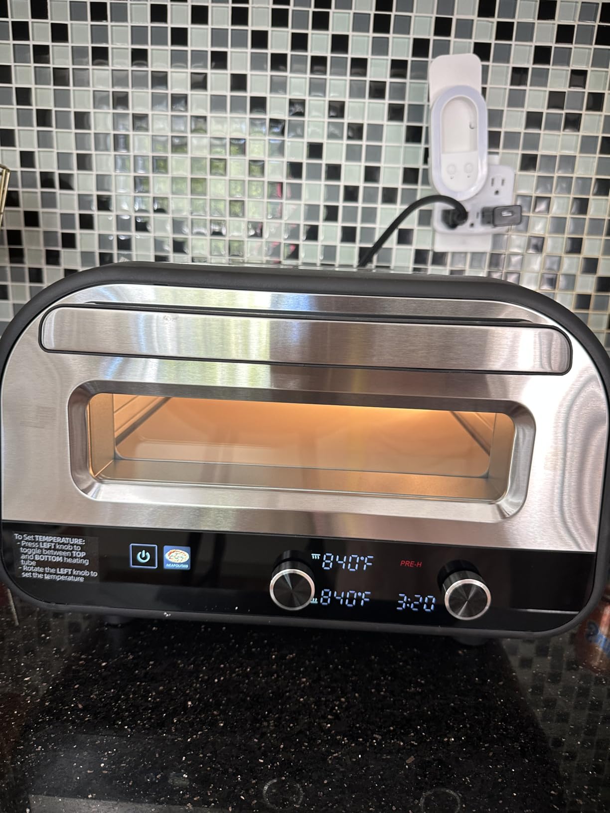 AMZCHEF Indoor Electric Pizza Oven 12-Inch Countertop 840°F Preset/Manual | Stainless steel, 1700W Dual Heating, Compact Design, 6 Presets for Neapolitan, NY-style and Frozen Pizza customer photo 2