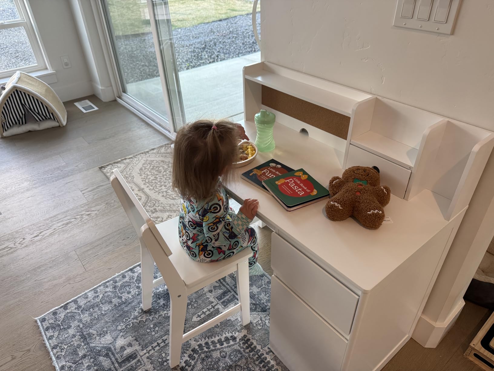 UTEX Wooden Kids Desk and Chair Set with Hutch and Storage for Ages 3-12 | Kids Study Table with Cork Bulletin Board, Multi-Zone Storage, Water-based Paint Finish for Kids Room, Study Room customer photo 1