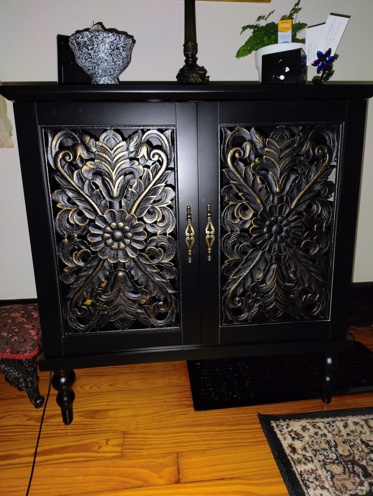 ARTPOWER Vintage Accent Cabinet with 2 Doors, Credenza for Living Room | Hand Painted Carved Door Sideboard & Buffet Cabinet, Wood Storage Cabinet for Kitchen, Dining Room, Entryway, Hallway customer photo 2