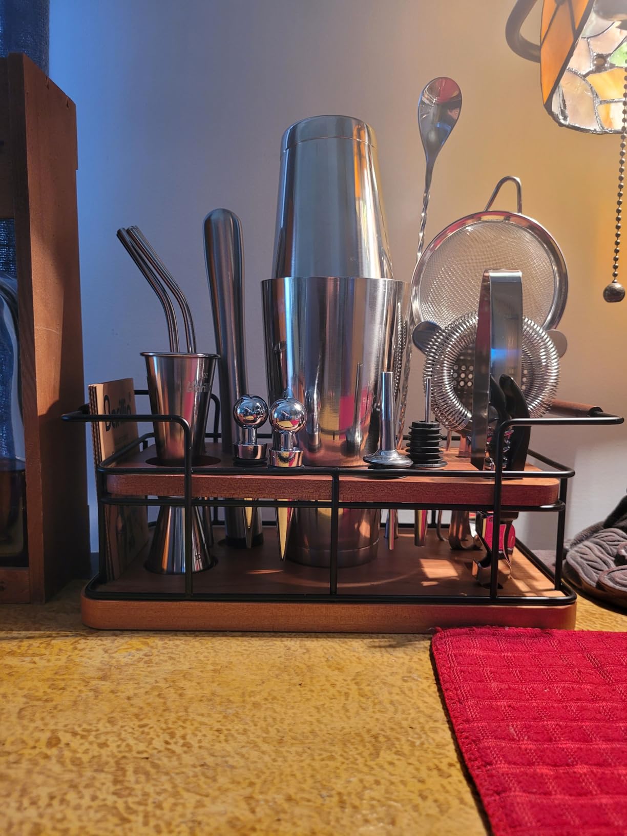 Barillio Gold Bartender Kit - 23-Piece Stainless-Steel Cocktail Shaker Set with Premium African Mahogany Stand | Martini Barware Mixing Tools for Home Bartending | Gift Set customer photo 1