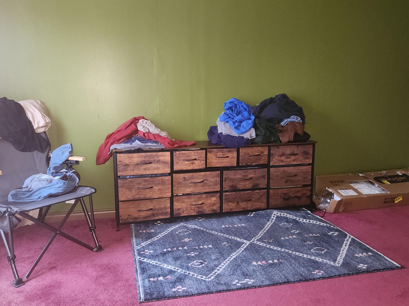 Huuger 70 Inch Dresser for Bedroom, TV Stand for 65, 75, 80 Inch TV, 13 Fabric Drawer Long Dresser, Large Entertainment Center for Bedroom, Wide Chest of Drawer with Storage, Rustic Brown customer photo 2