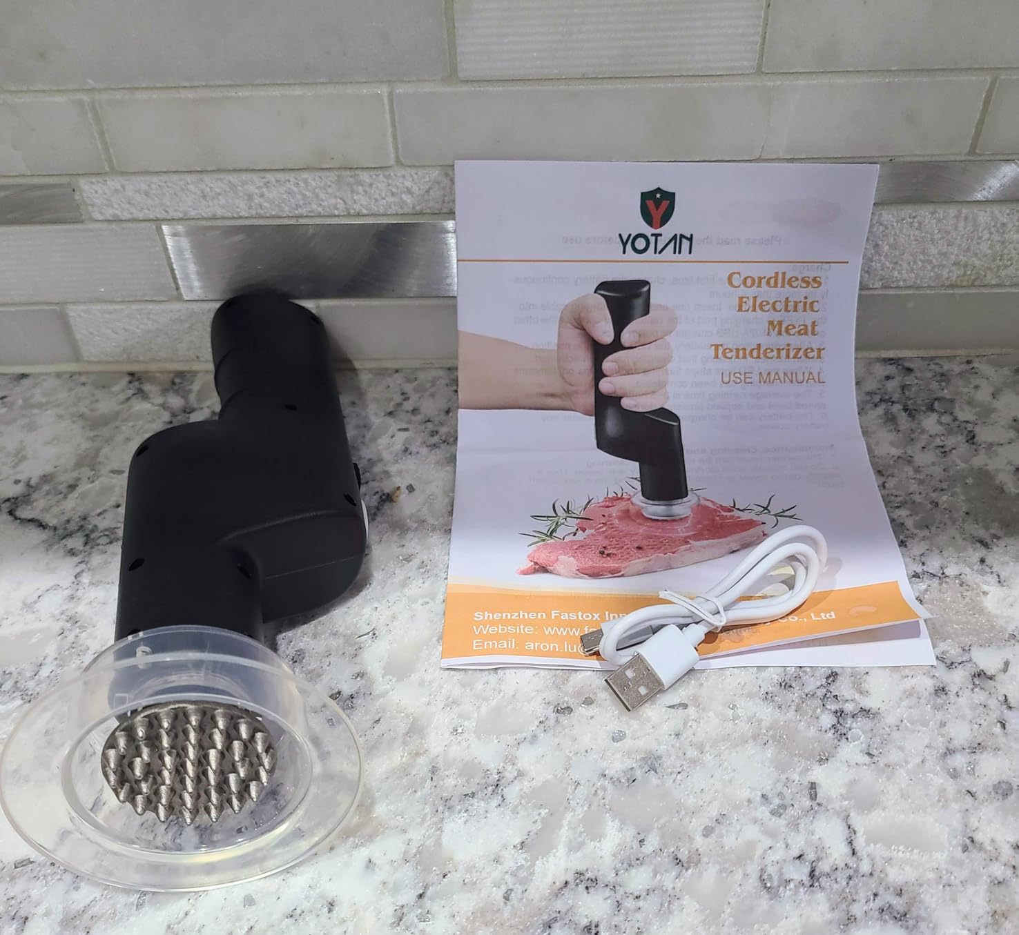 YOTAN Electric Meat Tenderizer, Rechargeable 3-Speed Steak Tenderizer Tool | 37 Stainless Steel Tender Head, Easy to Clean and One-Touch Operation for Beef, Pork, Chicken and BBQ Prep customer photo 2