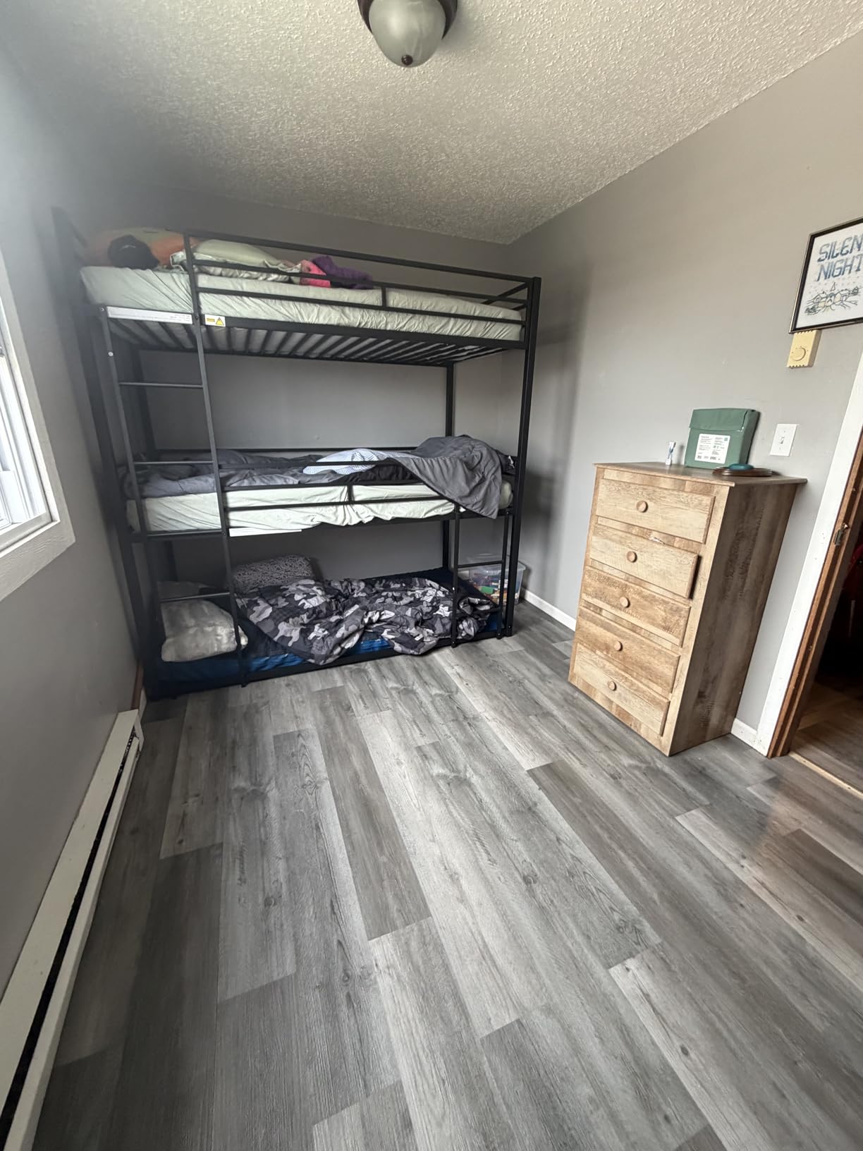 LIKIMIO Twin Over Twin Over Twin Bunk Bed with 2 Ladders | Triple Bunk Bed with Guardrails, Heavy Duty Metal Bunk Bed, Closely Spaced Slats customer photo 1